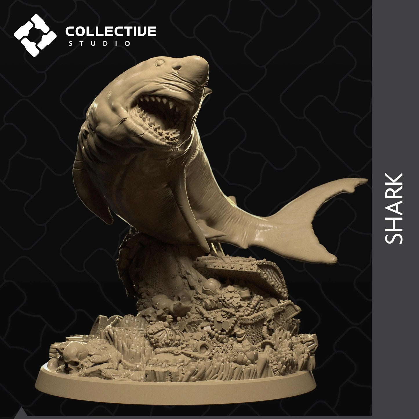 Great White Shark | D&D TTRPG Animal Miniature | Collective Studio - Tattles Told 3D