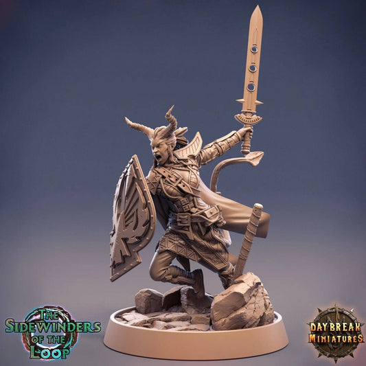 Gretchen Bylander, Tiefling | TTRPG D&D Miniature | Daybreak Miniatures - Tattles Told 3D