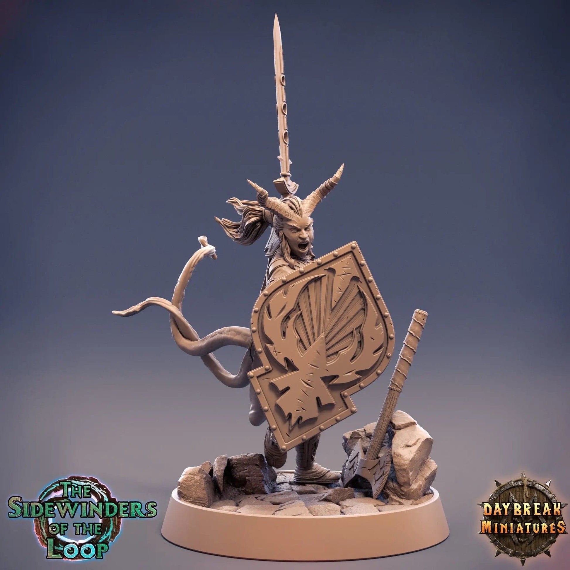 Gretchen Bylander, Tiefling | TTRPG D&D Miniature | Daybreak Miniatures - Tattles Told 3D