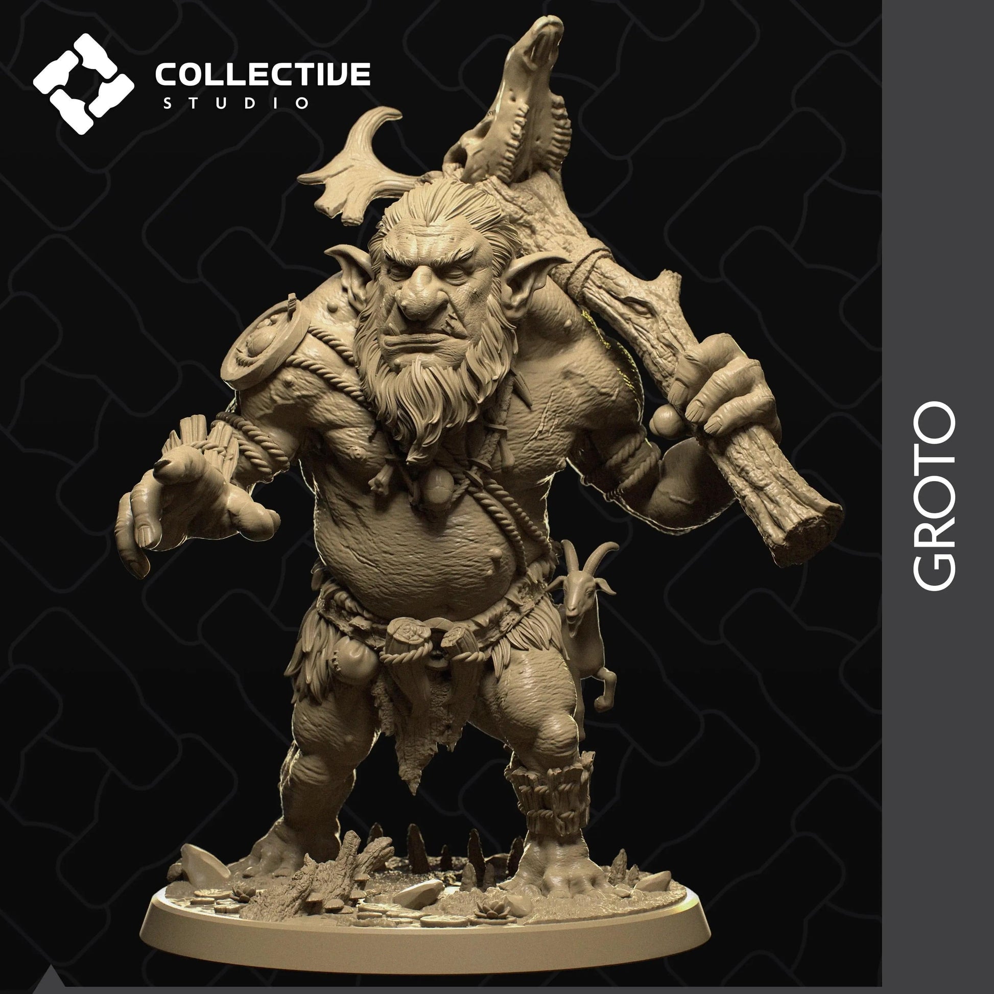 Groto, Giant Troll | D&D TTRPG Miniature | Collective Studio - Tattles Told 3D