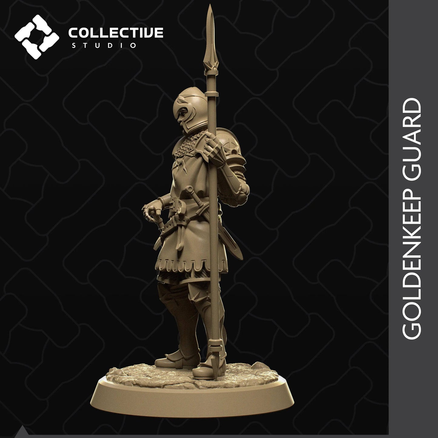 Guard Soldier Holding Spear | D&D TTRPG Character Miniature | Collective Studio - Tattles Told 3D