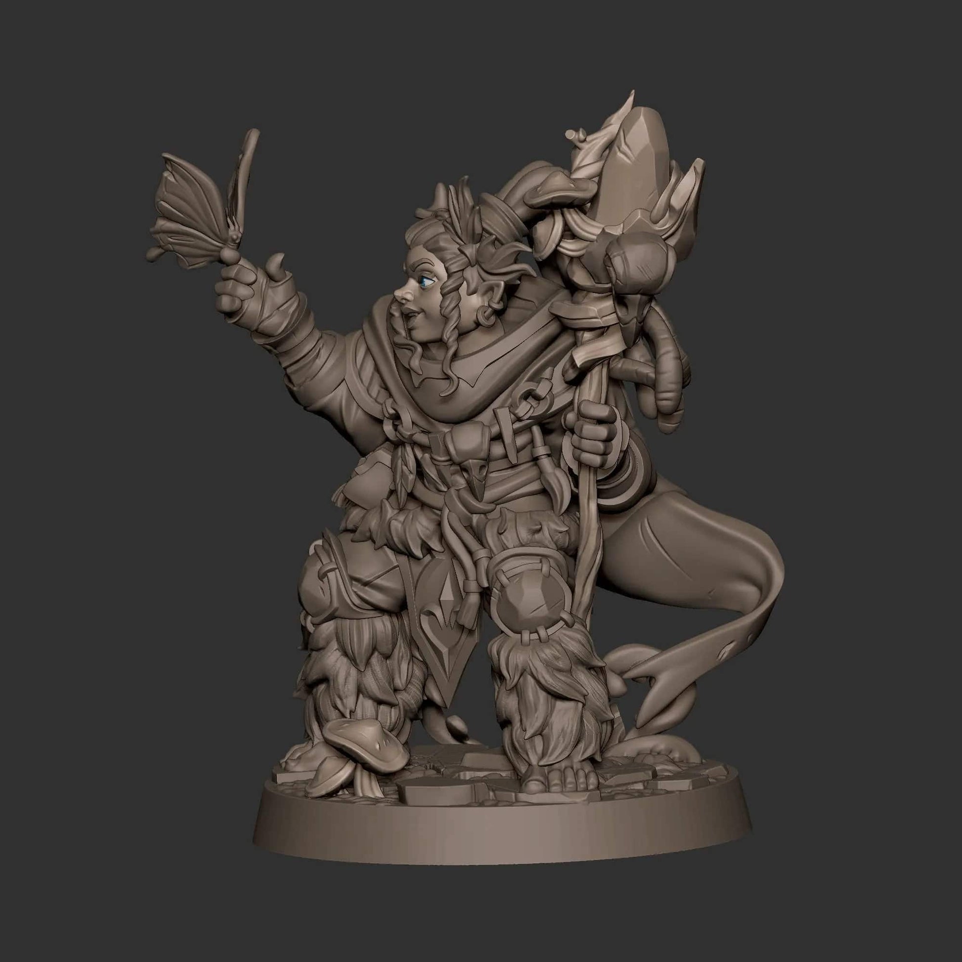 Halfling Hobbit Gnome Druid | D&D Miniature TTRPG Character | Bite the Bullet - Tattles Told 3D