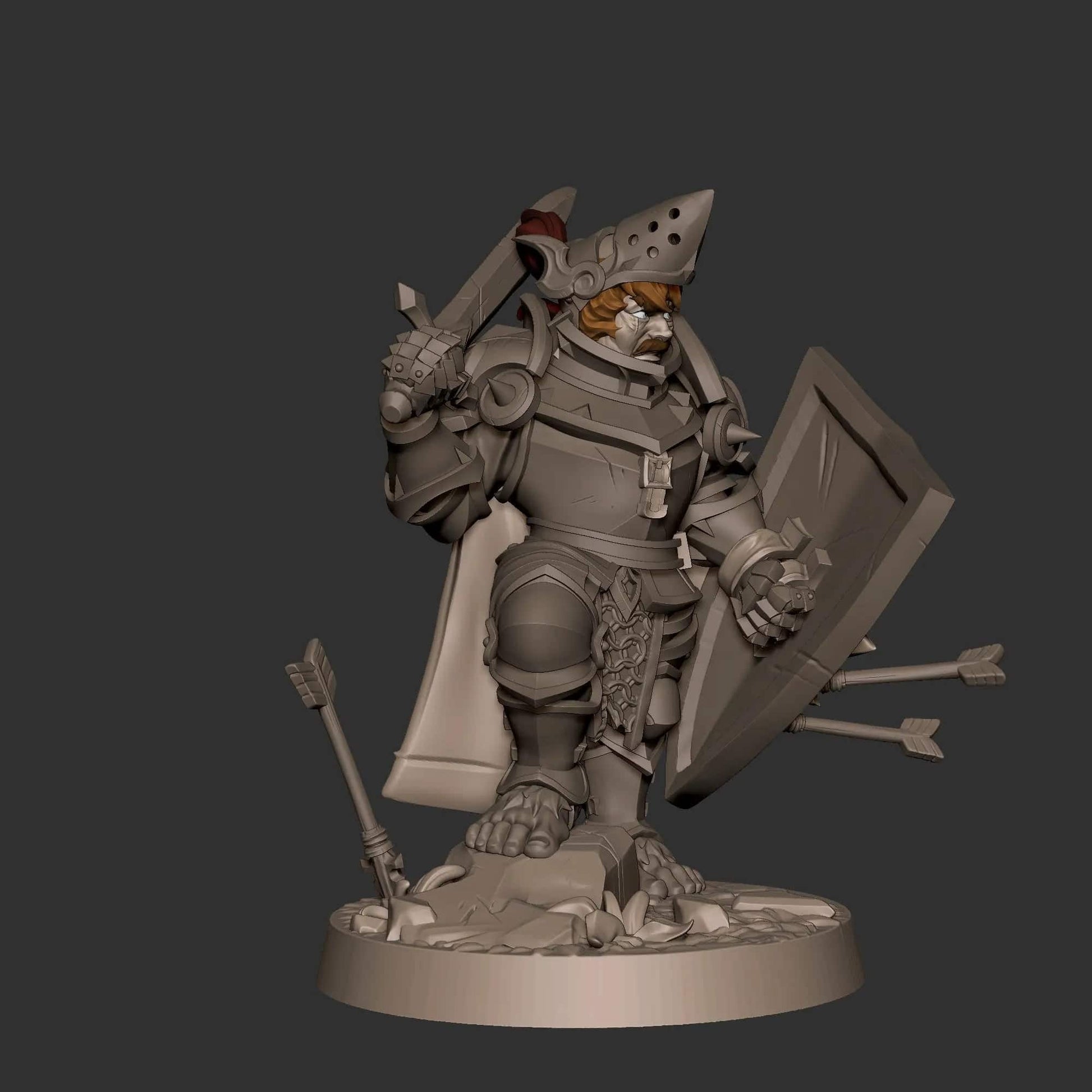 Halfling Hobbit Gnome Paladin Knight | D&D Miniature TTRPG Character | Bite the Bullet - Tattles Told 3D