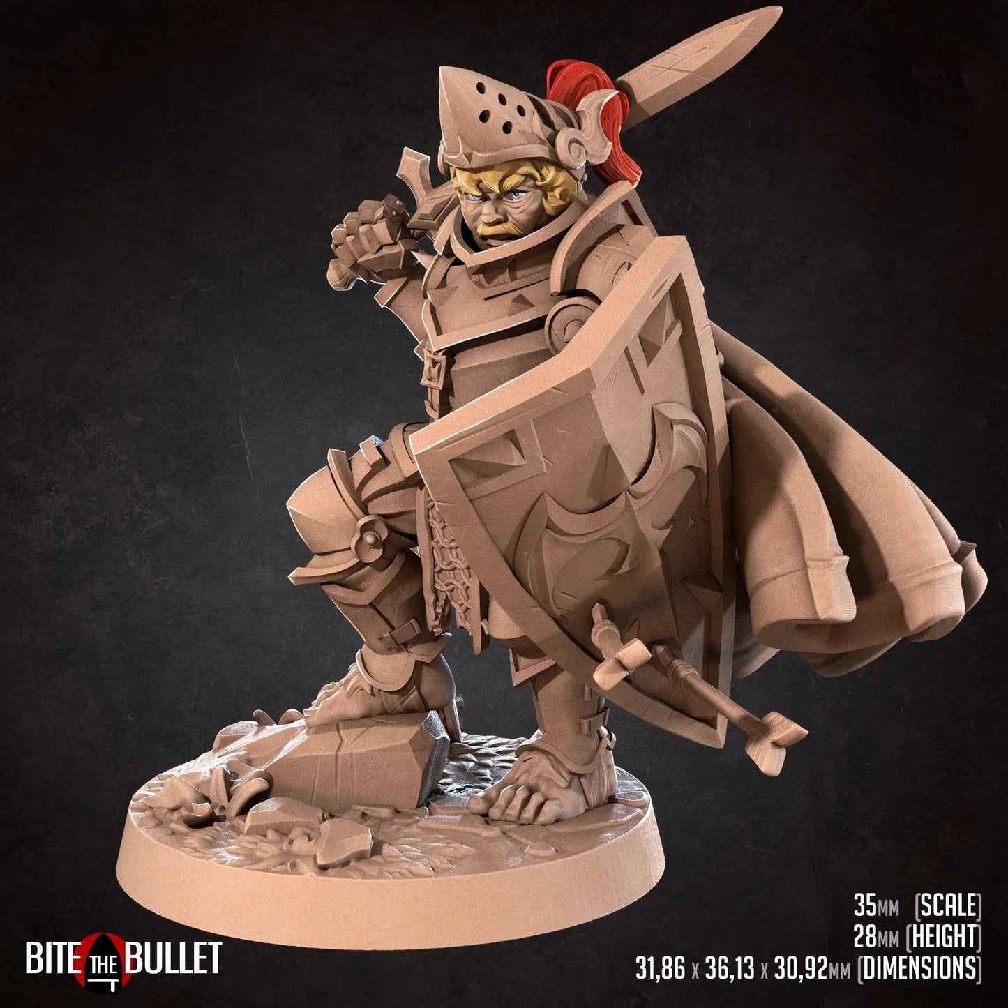 Halfling Hobbit Gnome Paladin Knight | D&D Miniature TTRPG Character | Bite the Bullet - Tattles Told 3D