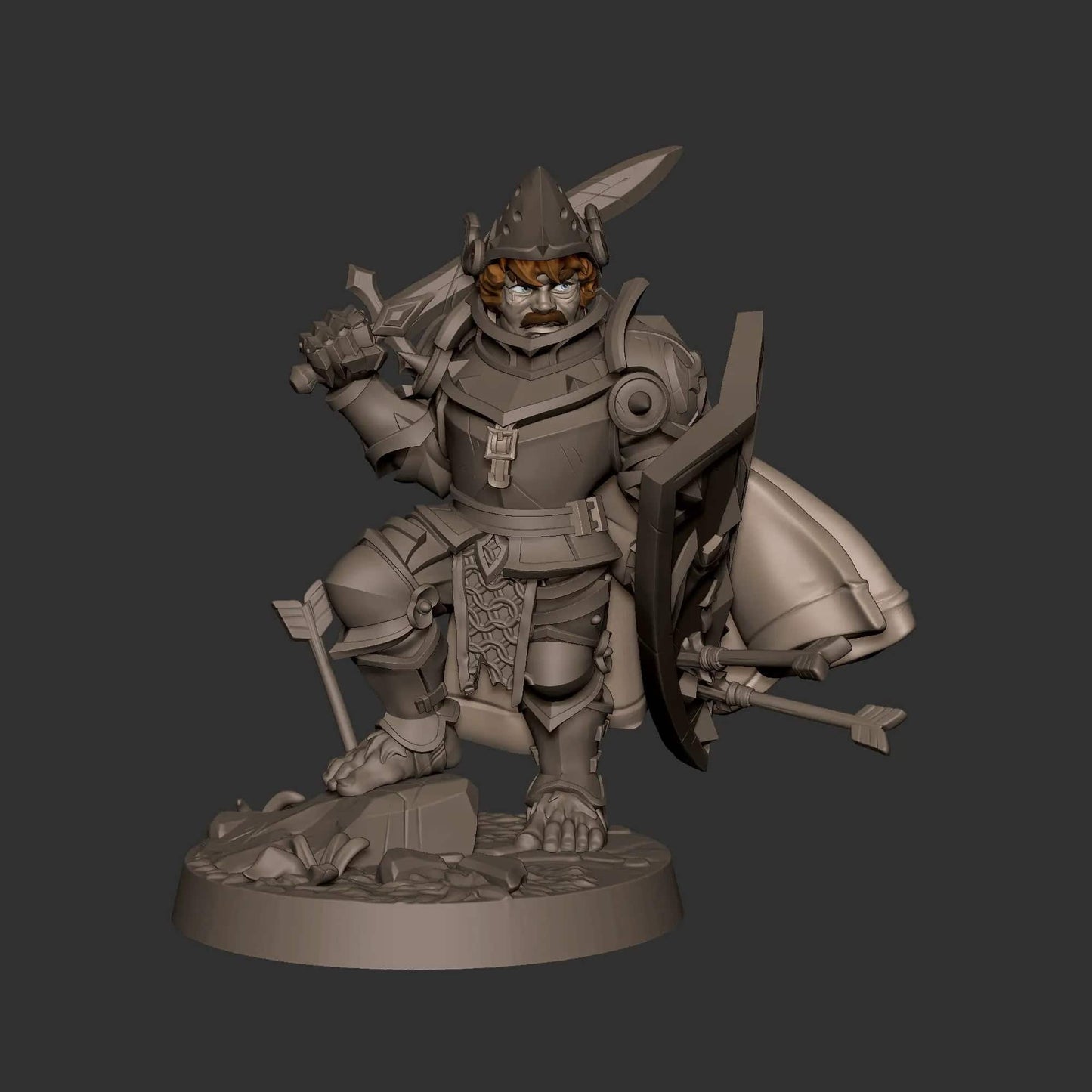 Halfling Hobbit Gnome Paladin Knight | D&D Miniature TTRPG Character | Bite the Bullet - Tattles Told 3D