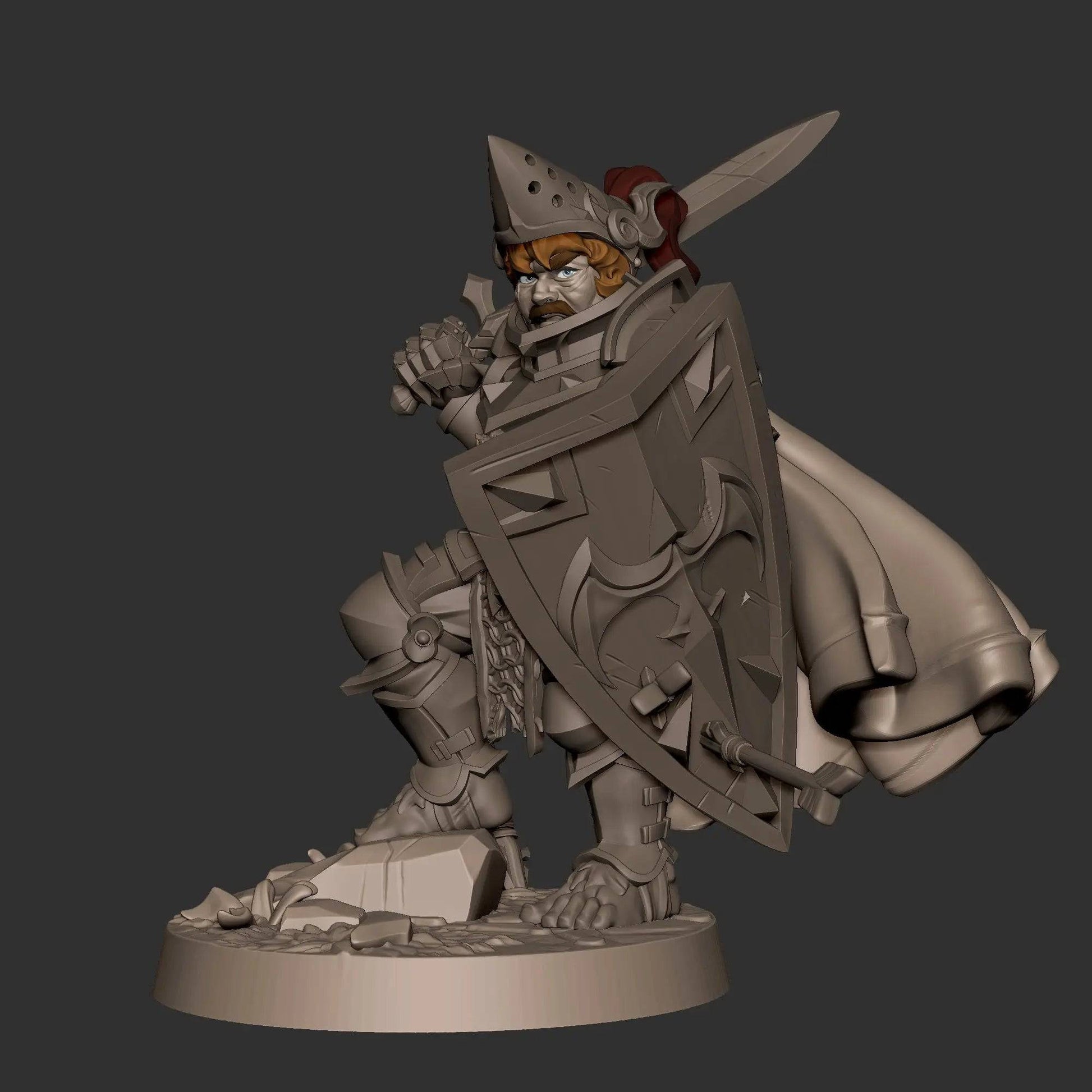 Halfling Hobbit Gnome Paladin Knight | D&D Miniature TTRPG Character | Bite the Bullet - Tattles Told 3D