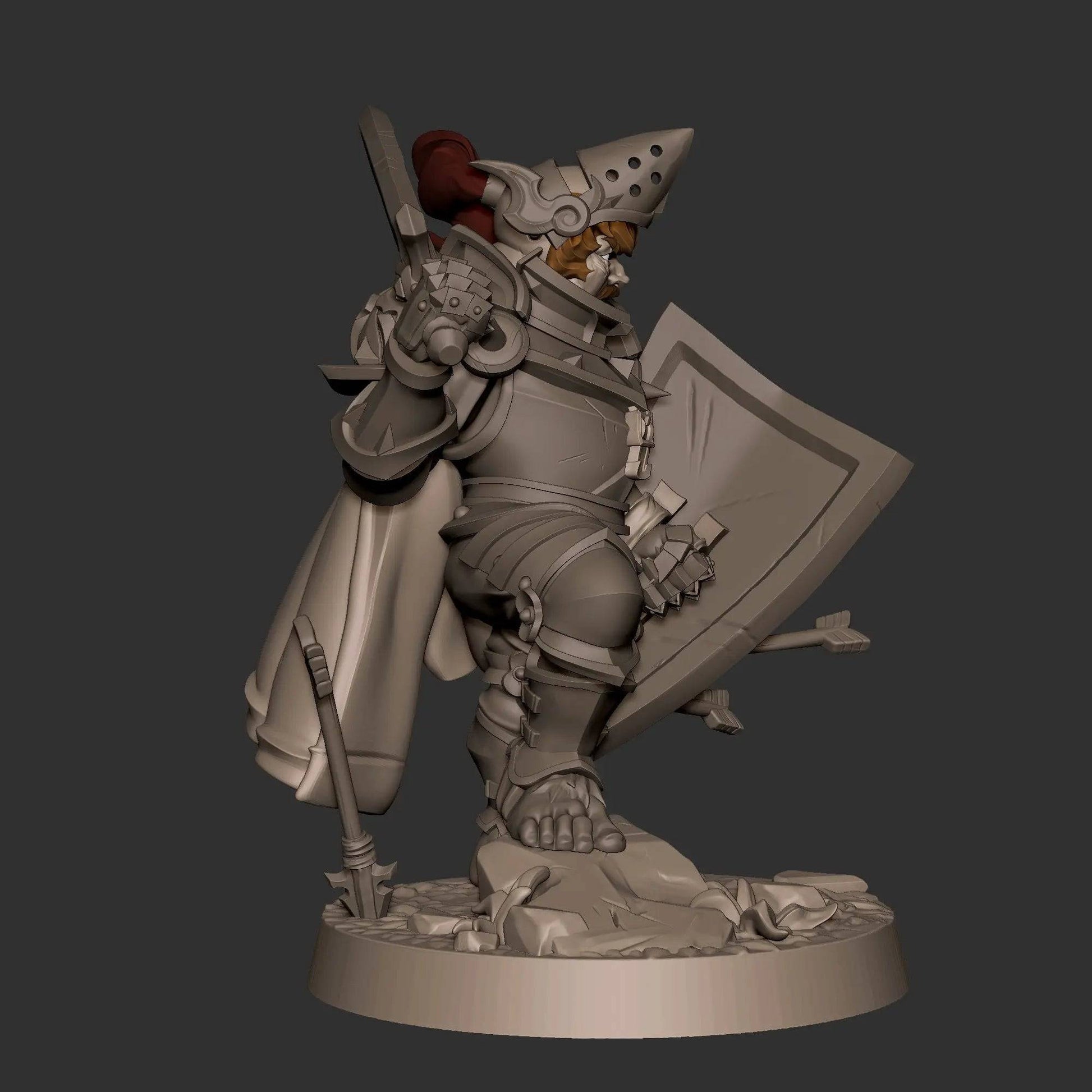 Halfling Hobbit Gnome Paladin Knight | D&D Miniature TTRPG Character | Bite the Bullet - Tattles Told 3D