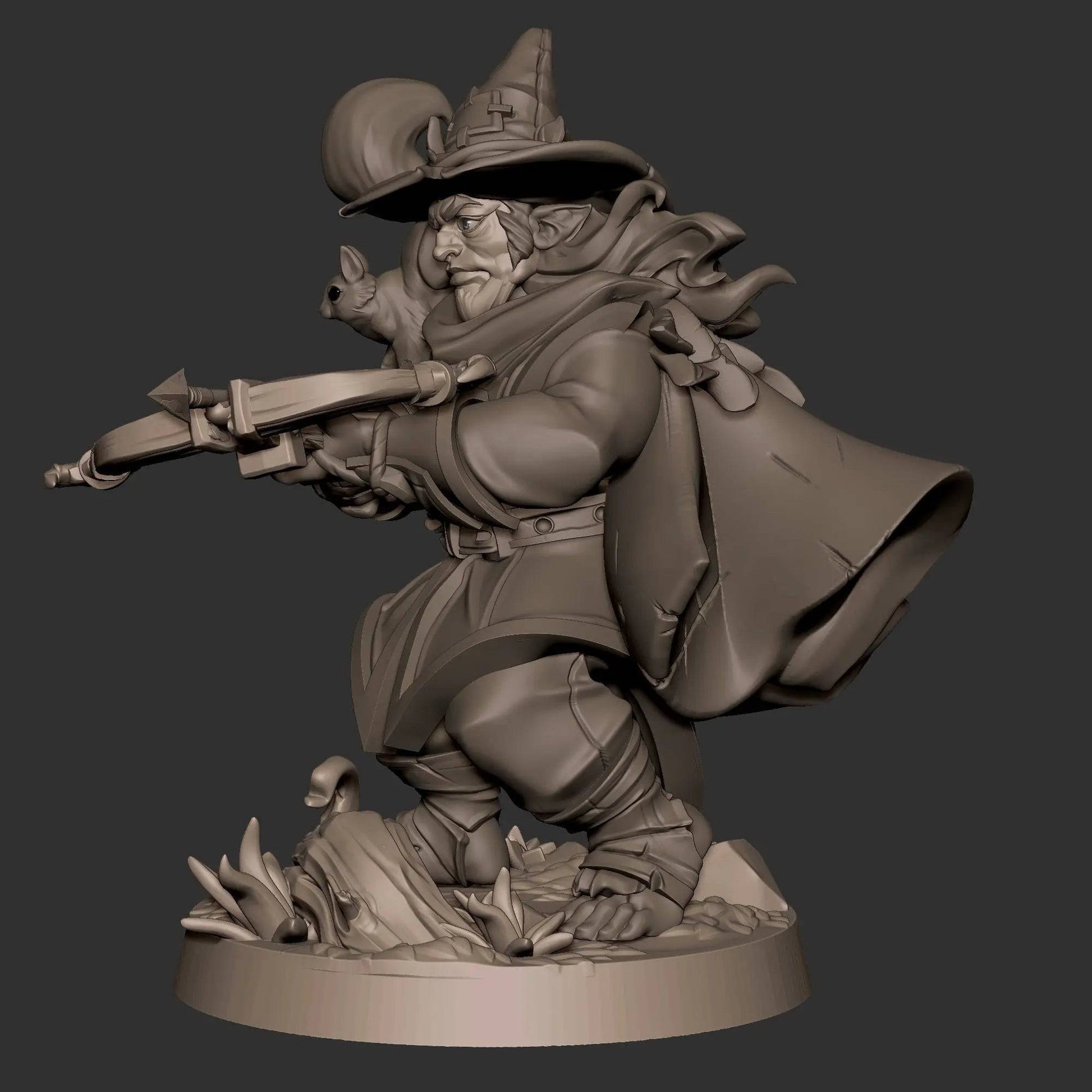 Halfling Hobbit Gnome Ranger, Crossbow and Squirrel | D&D Miniature TTRPG Character | Bite the Bullet - Tattles Told 3D