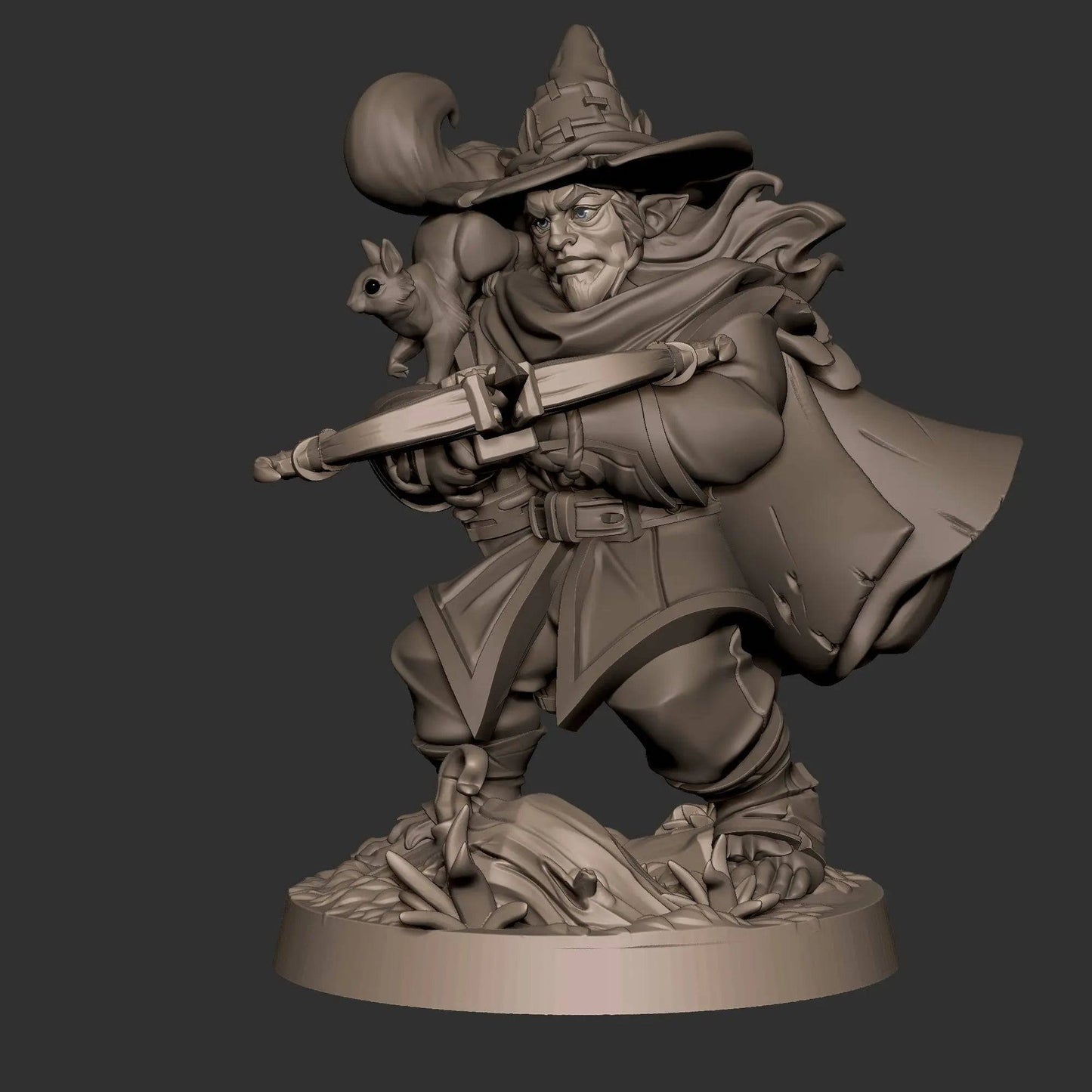 Halfling Hobbit Gnome Ranger, Crossbow and Squirrel | D&D Miniature TTRPG Character | Bite the Bullet - Tattles Told 3D