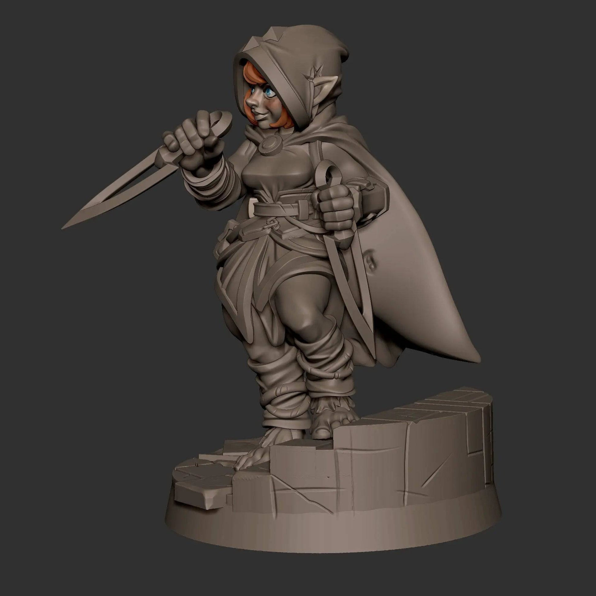 Halfling Hobbit Gnome Rogue with Daggers | D&D Miniature TTRPG Character | Bite the Bullet - Tattles Told 3D