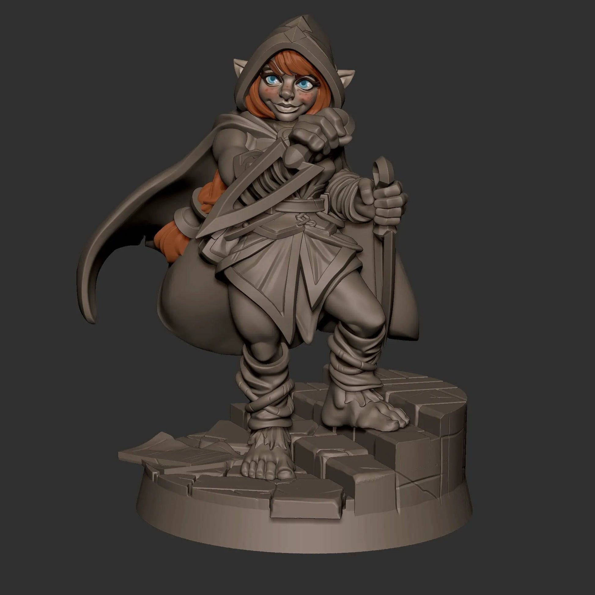 Halfling Hobbit Gnome Rogue with Daggers | D&D Miniature TTRPG Character | Bite the Bullet - Tattles Told 3D