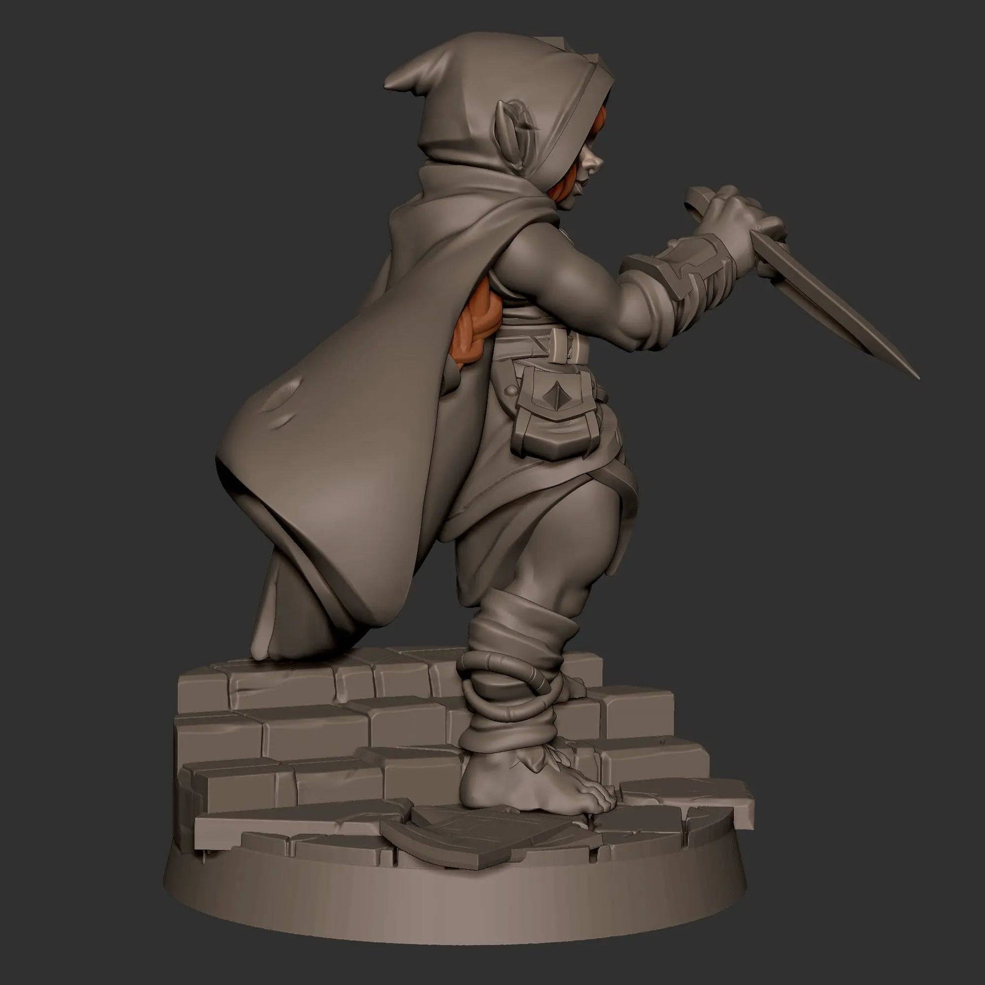 Halfling Hobbit Gnome Rogue with Daggers | D&D Miniature TTRPG Character | Bite the Bullet - Tattles Told 3D