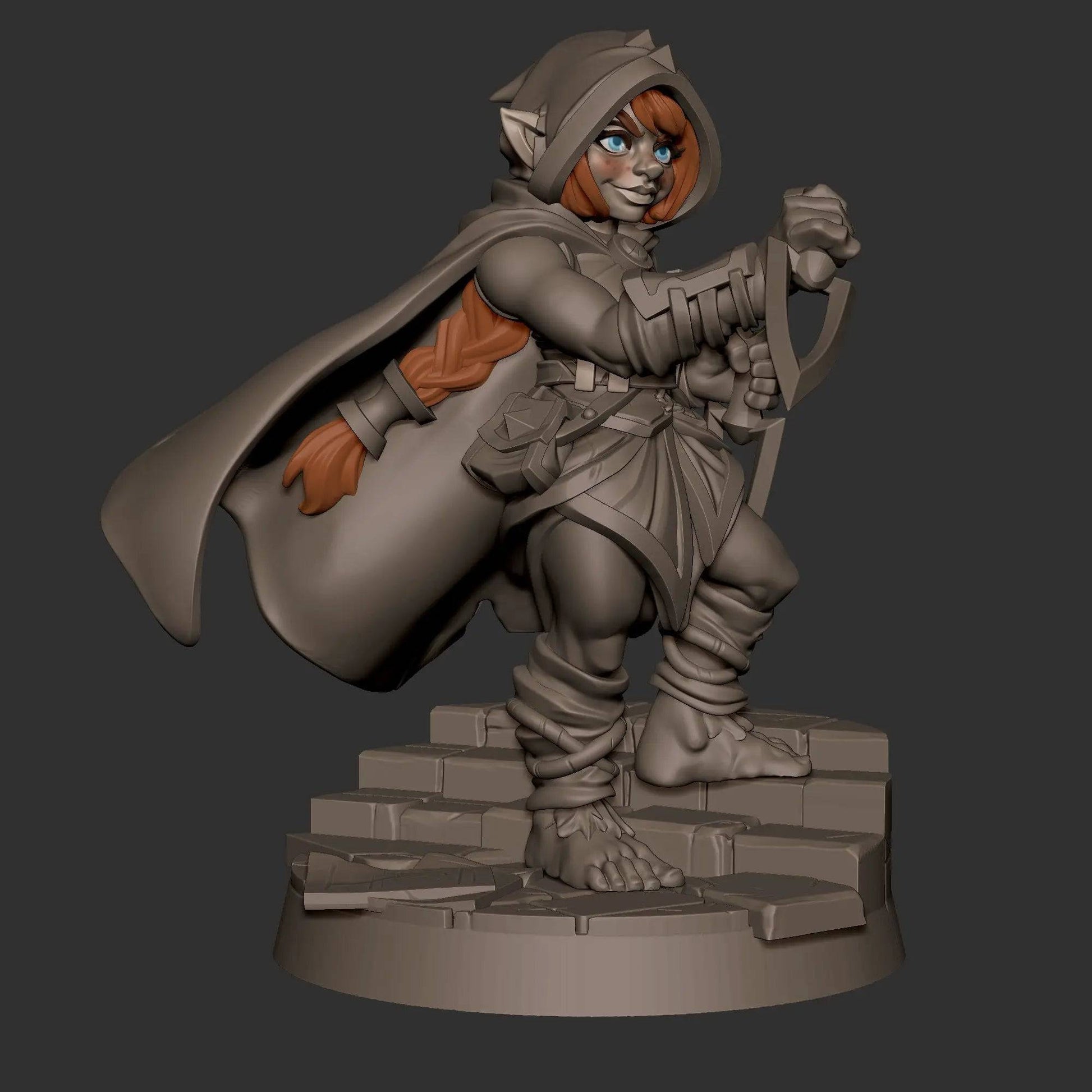 Halfling Hobbit Gnome Rogue with Daggers | D&D Miniature TTRPG Character | Bite the Bullet - Tattles Told 3D