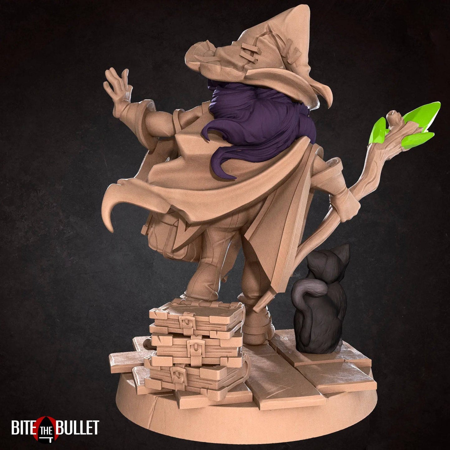 Halfling Hobbit Gnome Wizard with Cat | D&D Miniature TTRPG Character | Bite the Bullet - Tattles Told 3D