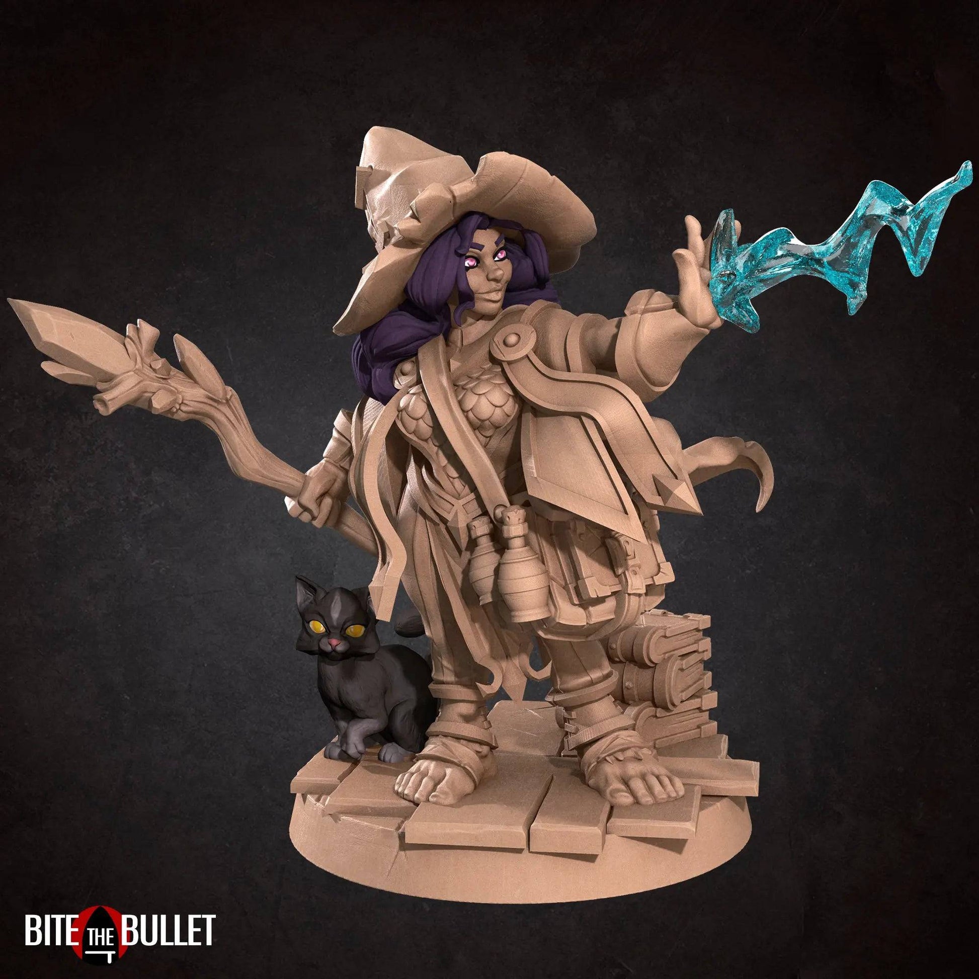 Halfling Hobbit Gnome Wizard with Cat | D&D Miniature TTRPG Character | Bite the Bullet - Tattles Told 3D