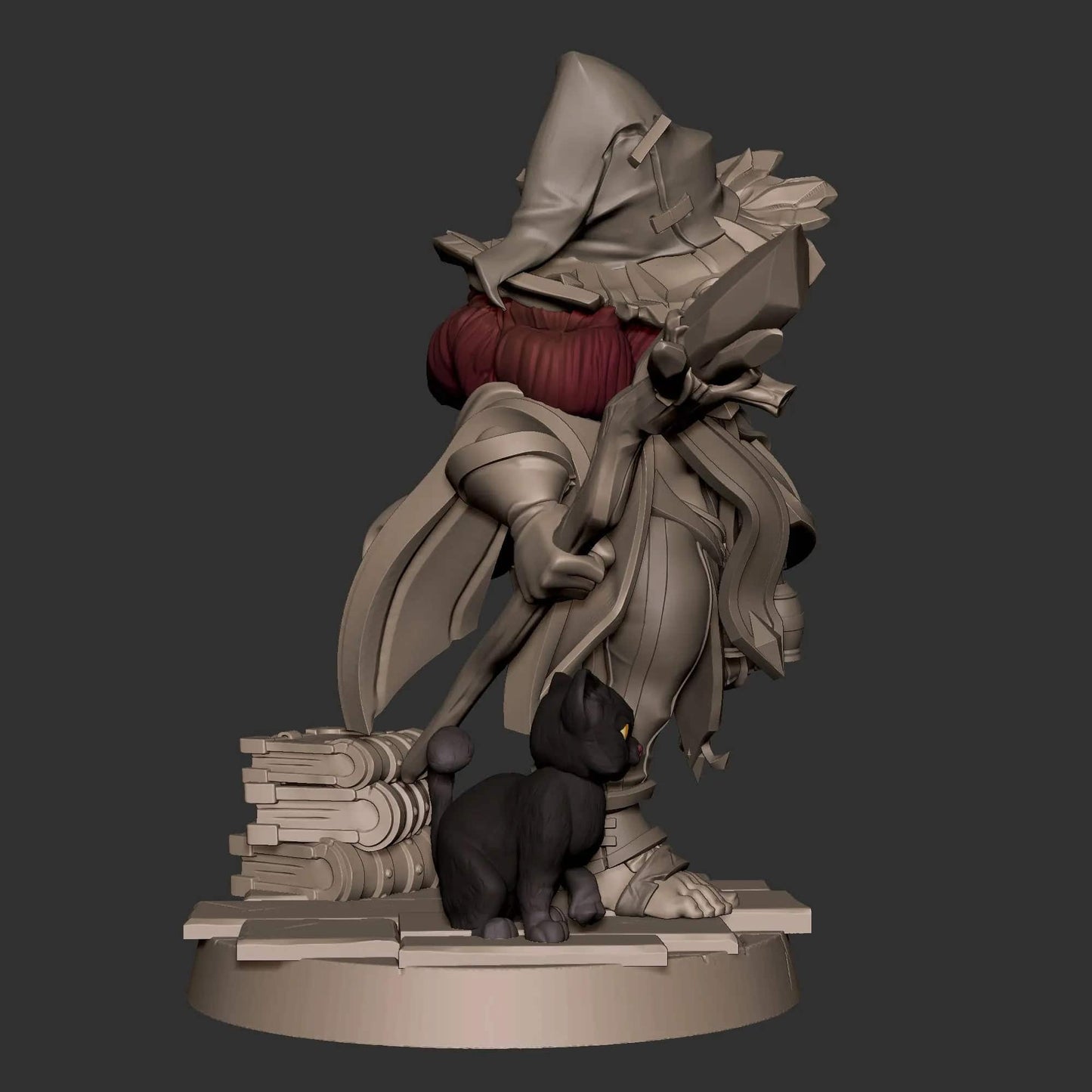 Halfling Hobbit Gnome Wizard with Cat | D&D Miniature TTRPG Character | Bite the Bullet - Tattles Told 3D