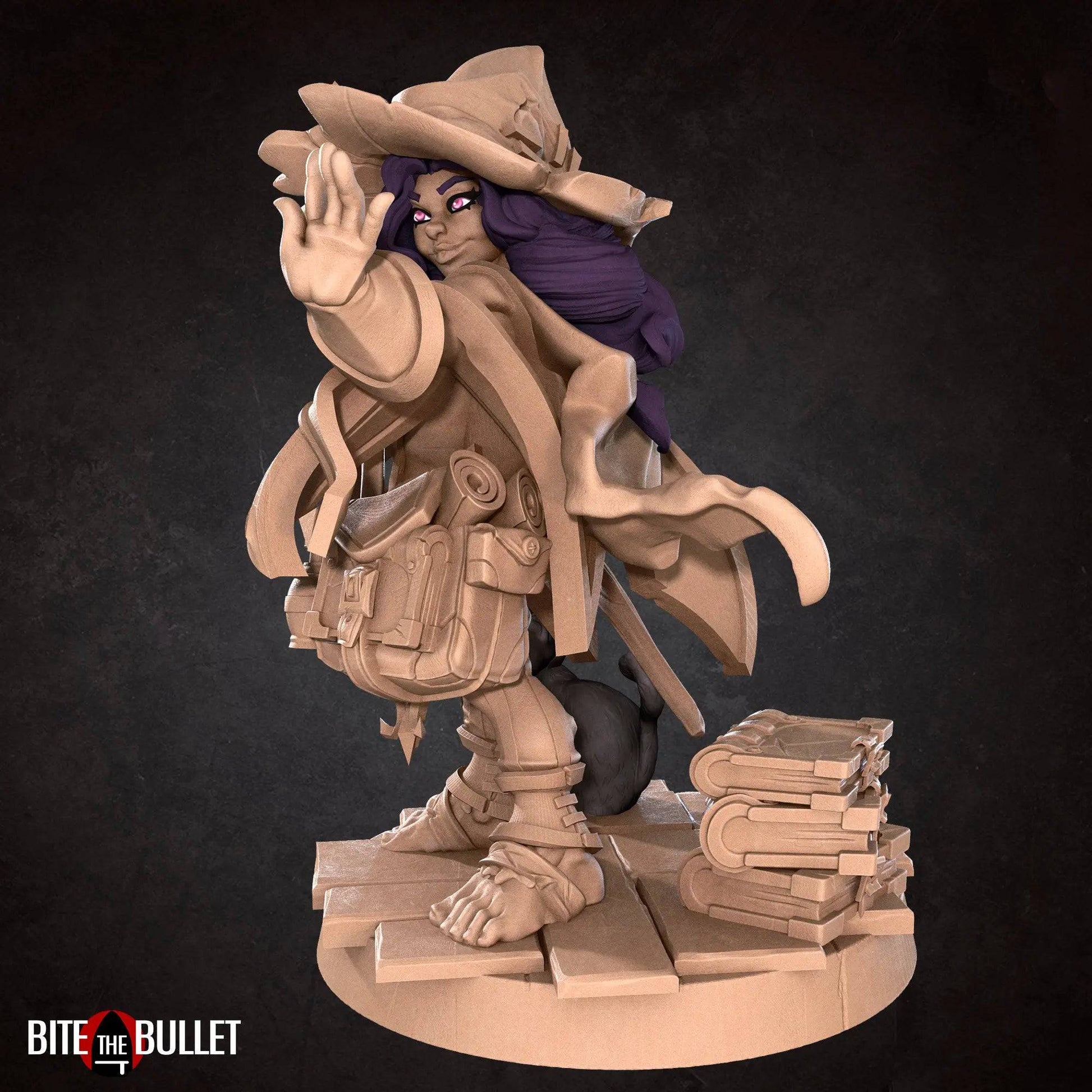 Halfling Hobbit Gnome Wizard with Cat | D&D Miniature TTRPG Character | Bite the Bullet - Tattles Told 3D