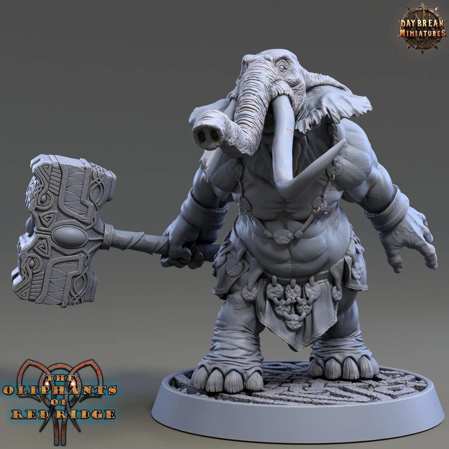 Harawat Mauler, Loxodon Warrior | TTRPG D&D Miniature | Daybreak Miniatures - Tattles Told 3D