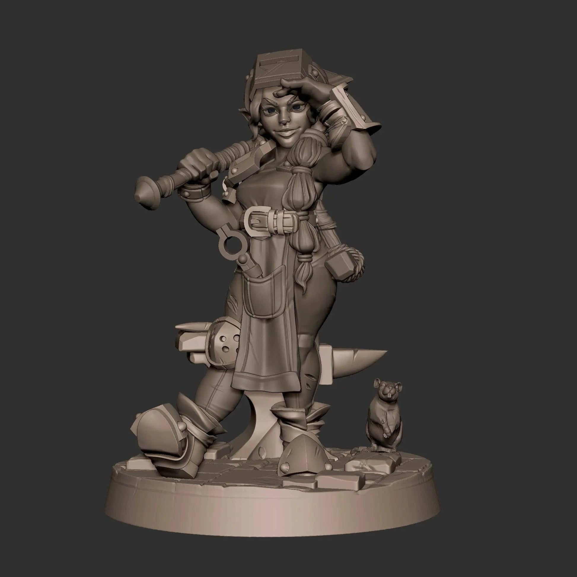 Helen, Halfling Hobbit Gnome Blacksmith | D&D Miniature TTRPG Character | Bite the Bullet - Tattles Told 3D