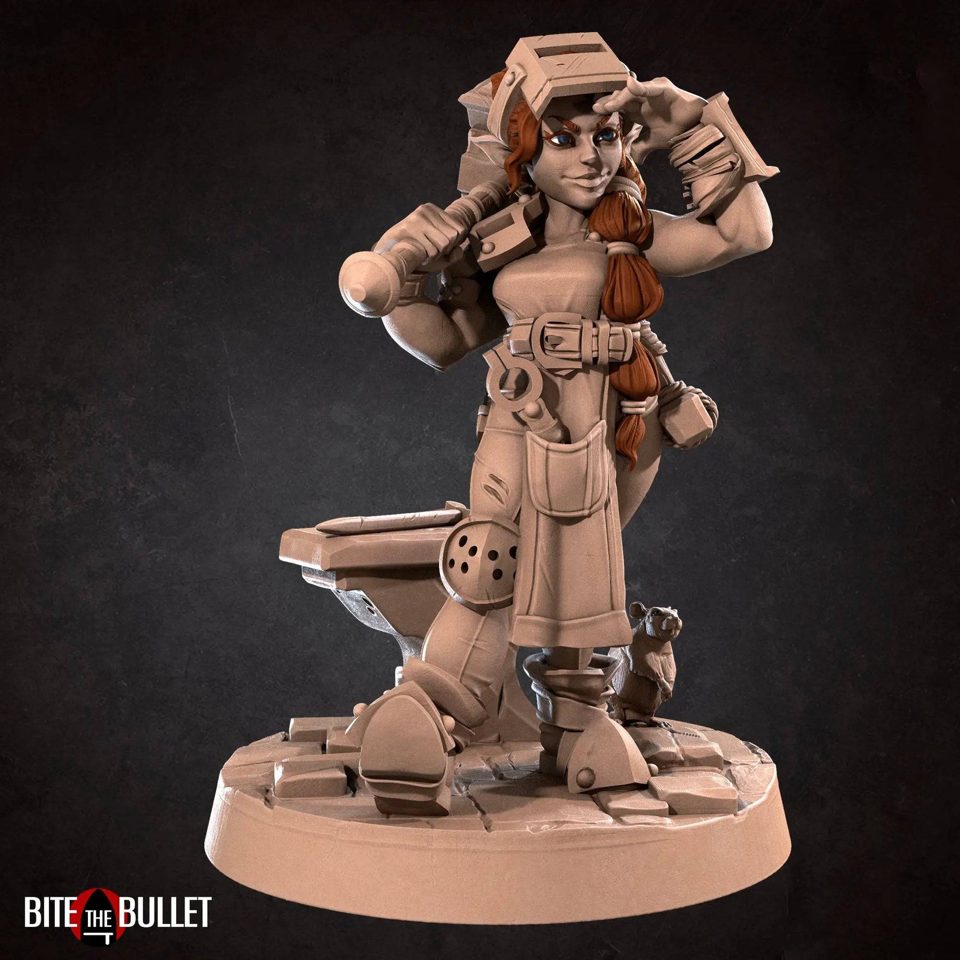 Helen, Halfling Hobbit Gnome Blacksmith | D&D Miniature TTRPG Character | Bite the Bullet - Tattles Told 3D