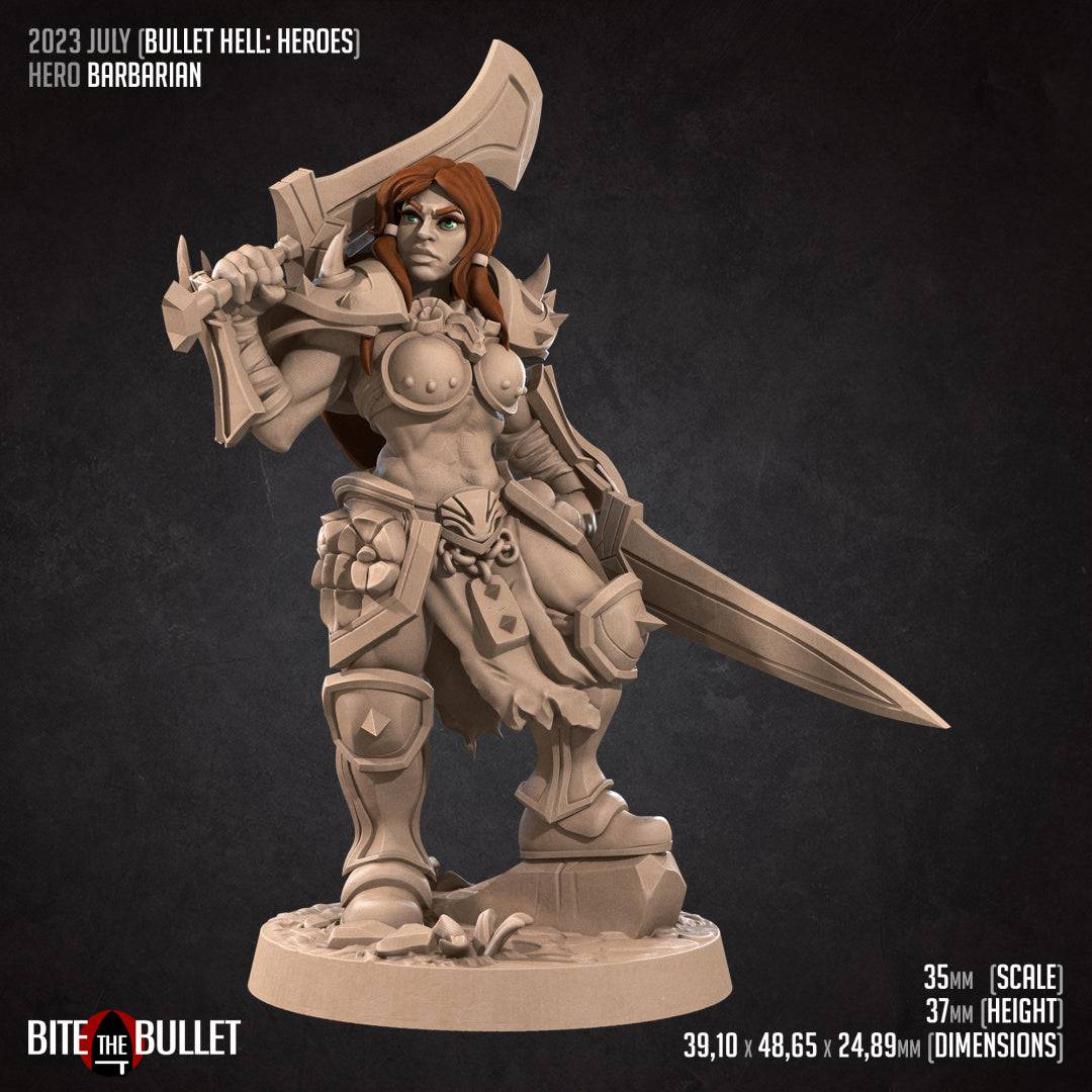 Hero Barbarian | D&D Miniature TTRPG Character | Bite the Bullet - Tattles Told 3D