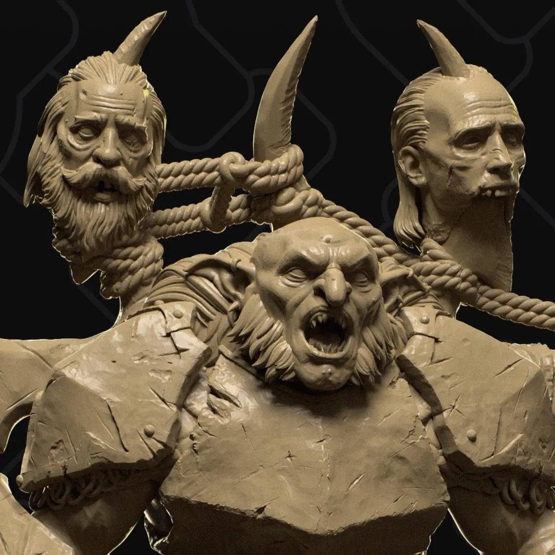 Hobgoblin Wearing Human Heads | D&D TTRPG Monster Miniature | Collective Studio - Tattles Told 3D
