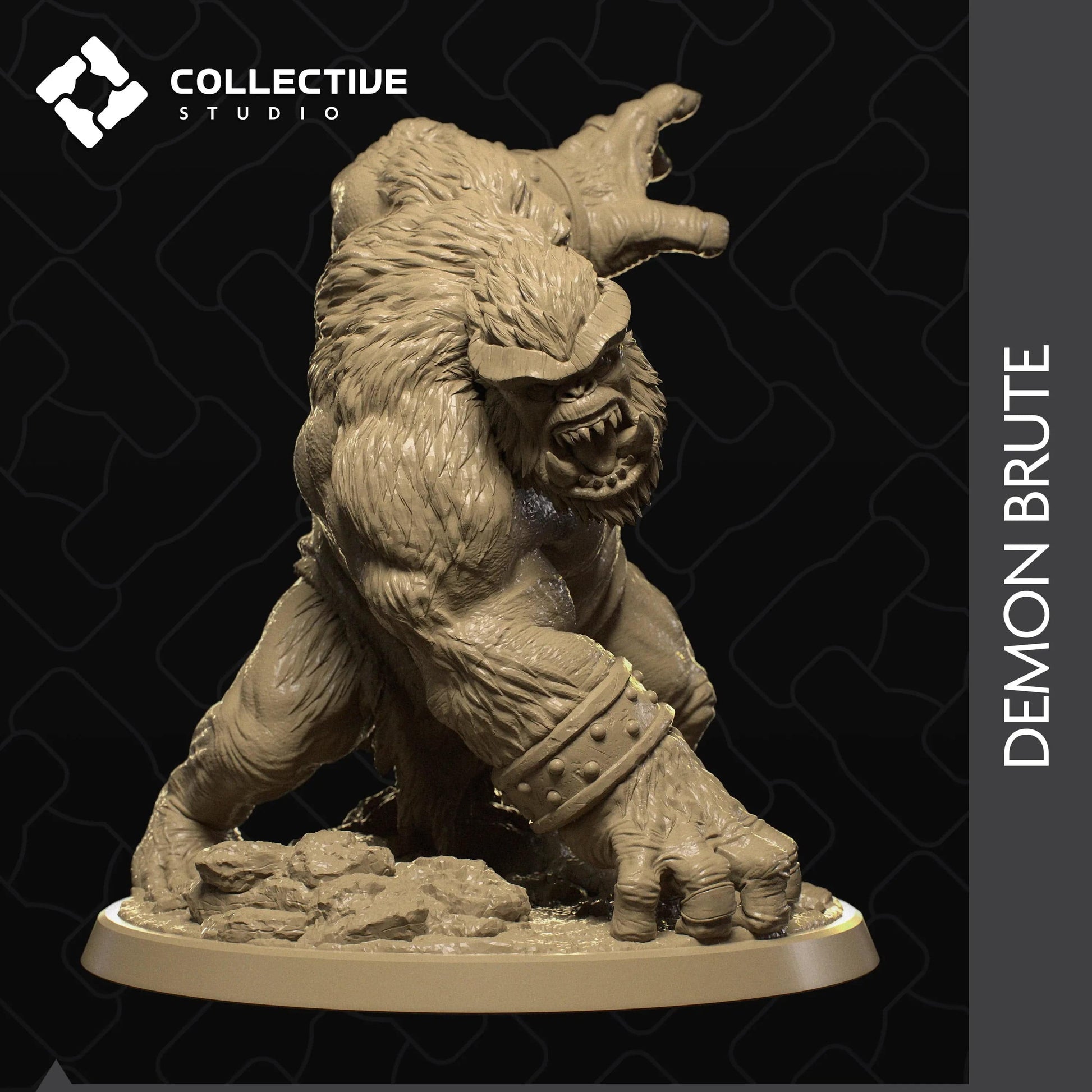 Horned Demon Brute Sasquatch Bigfoot Kong Roar | D&D TTRPG Monster Miniature | Collective Studio - Tattles Told 3D