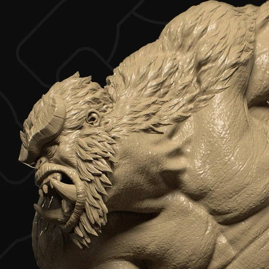 Horned Demon Brute Sasquatch Bigfoot Kong Roar | D&D TTRPG Monster Miniature | Collective Studio - Tattles Told 3D