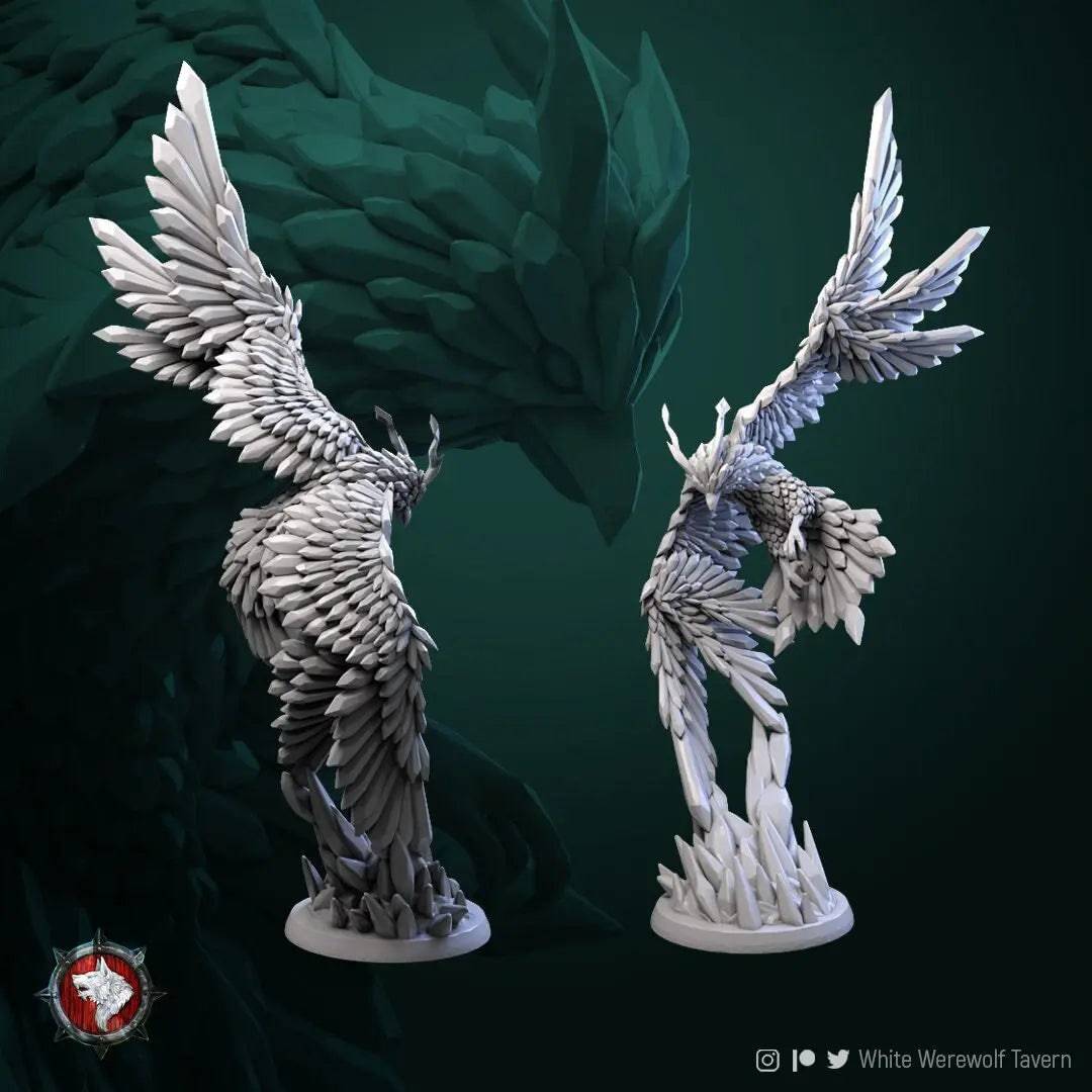 Ice Phoenix | TTRPG Miniature | White Werewolf Tavern - Tattles Told 3D