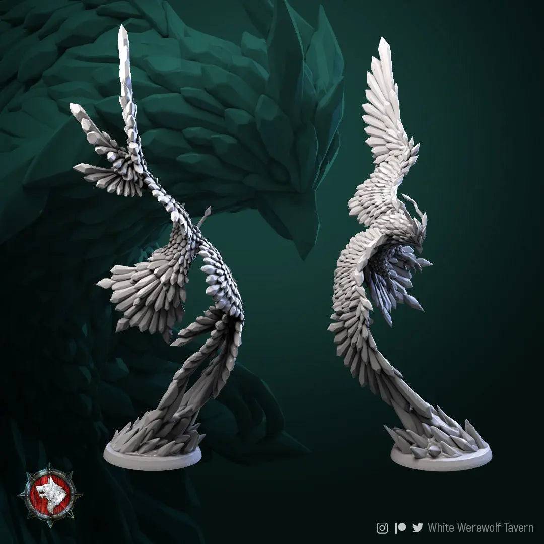 Ice Phoenix | TTRPG Miniature | White Werewolf Tavern - Tattles Told 3D