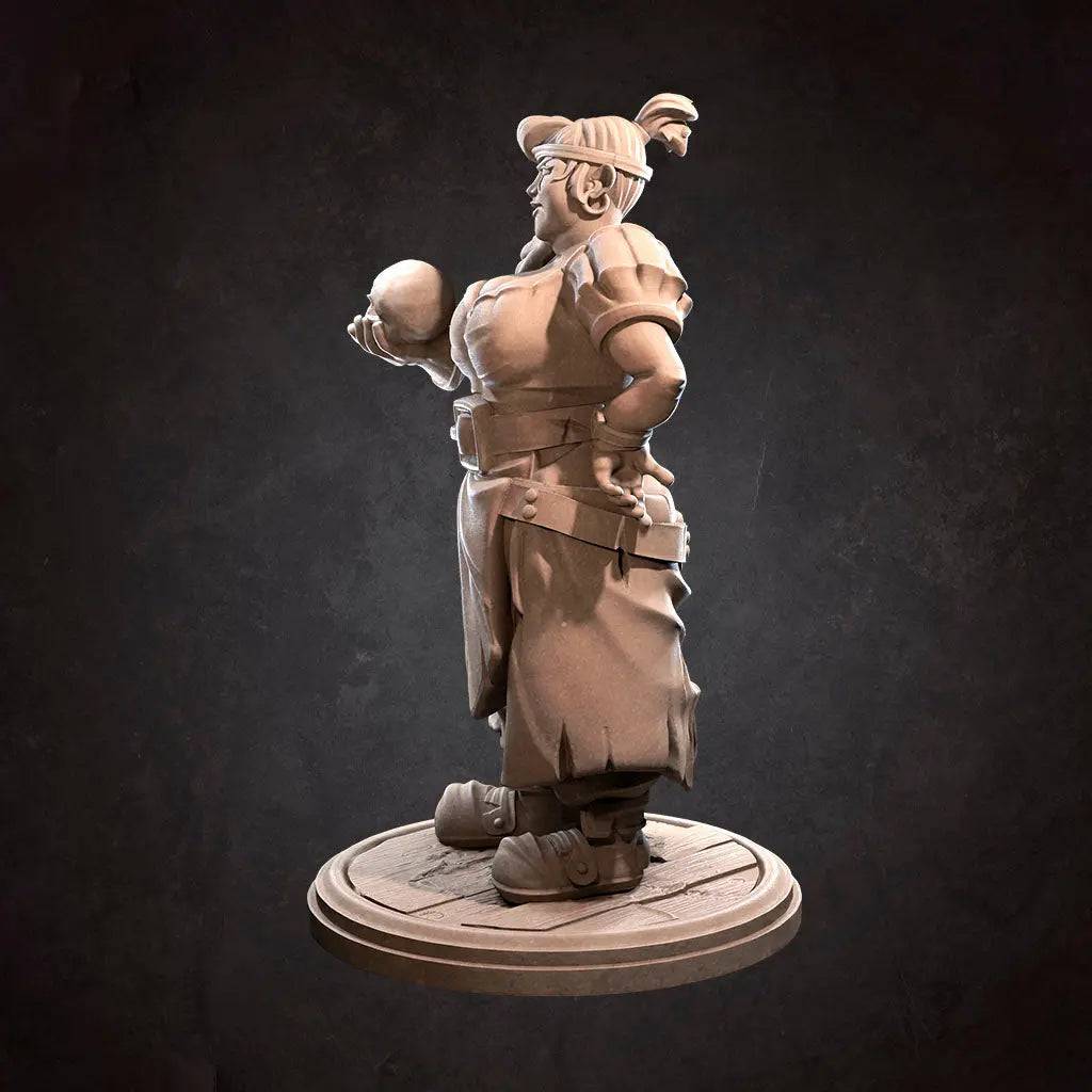 Innkeeper Pirate Woman NPC with Skull | D&D Miniature TTRPG Character | Bite the Bullet - Tattles Told 3D