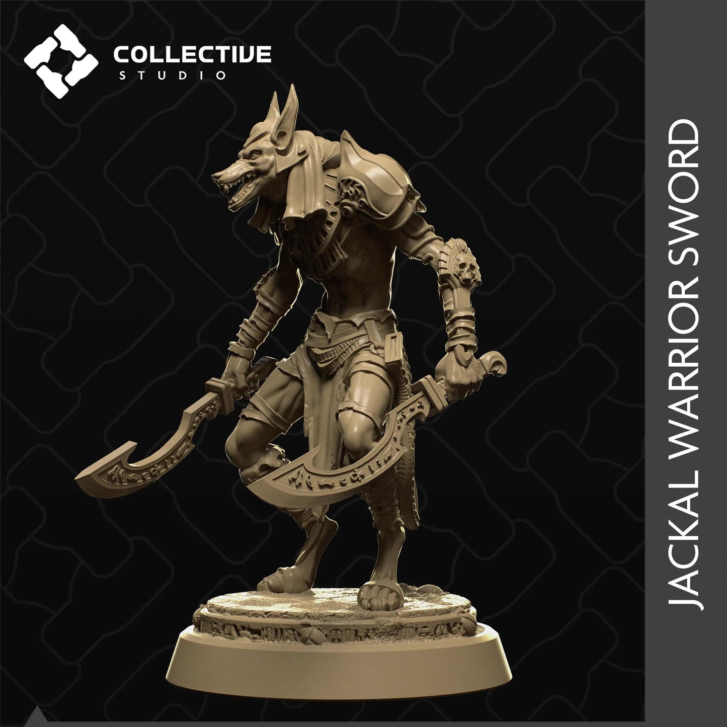 Jackal-Headed Desert Warrior Sword | D&D TTRPG Monster Miniature | Collective Studio - Tattles Told 3D