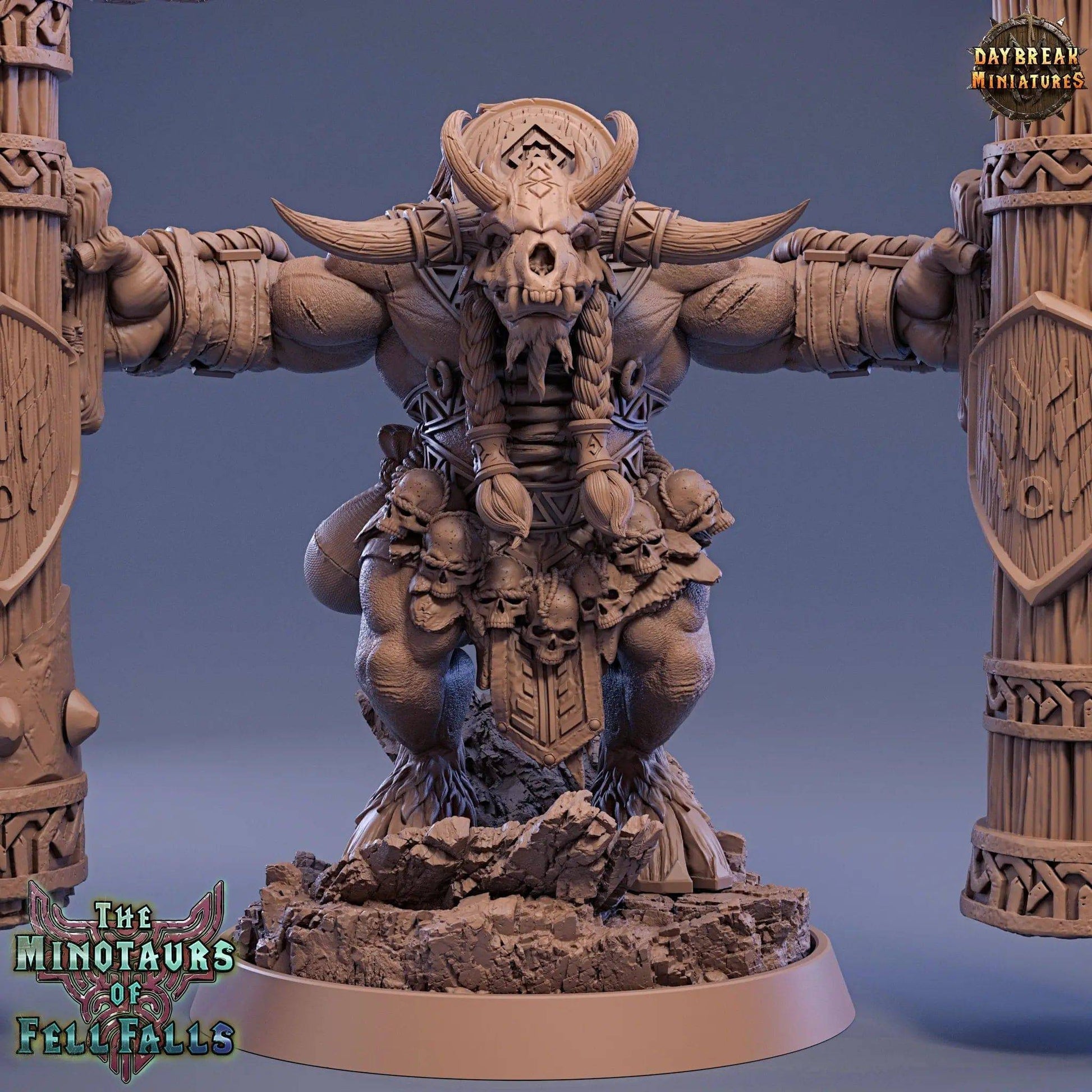 Jauger Bloodcrush, Minotaur Totem Shaman Warrior | TTRPG Miniature | Daybreak Miniatures - Tattles Told 3D