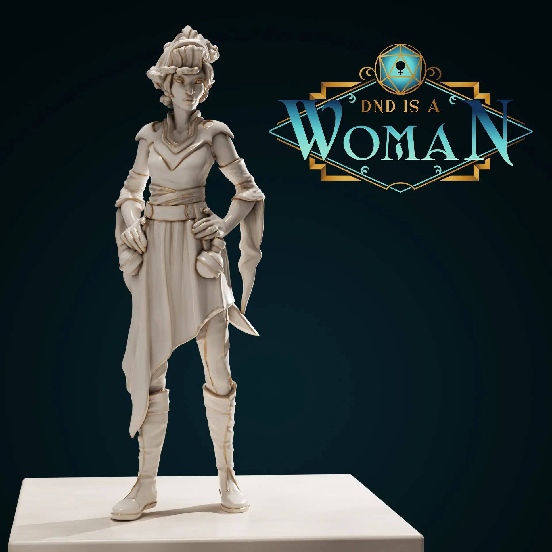 Jifwiaa, Genasi Elemental Sorcerer Mage | D&D Miniature TTRPG Character | DND is a Woman - Tattles Told 3D