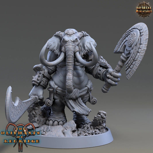 Joomini Zickert, Loxodon Warrior | TTRPG D&D Miniature | Daybreak Miniatures - Tattles Told 3D