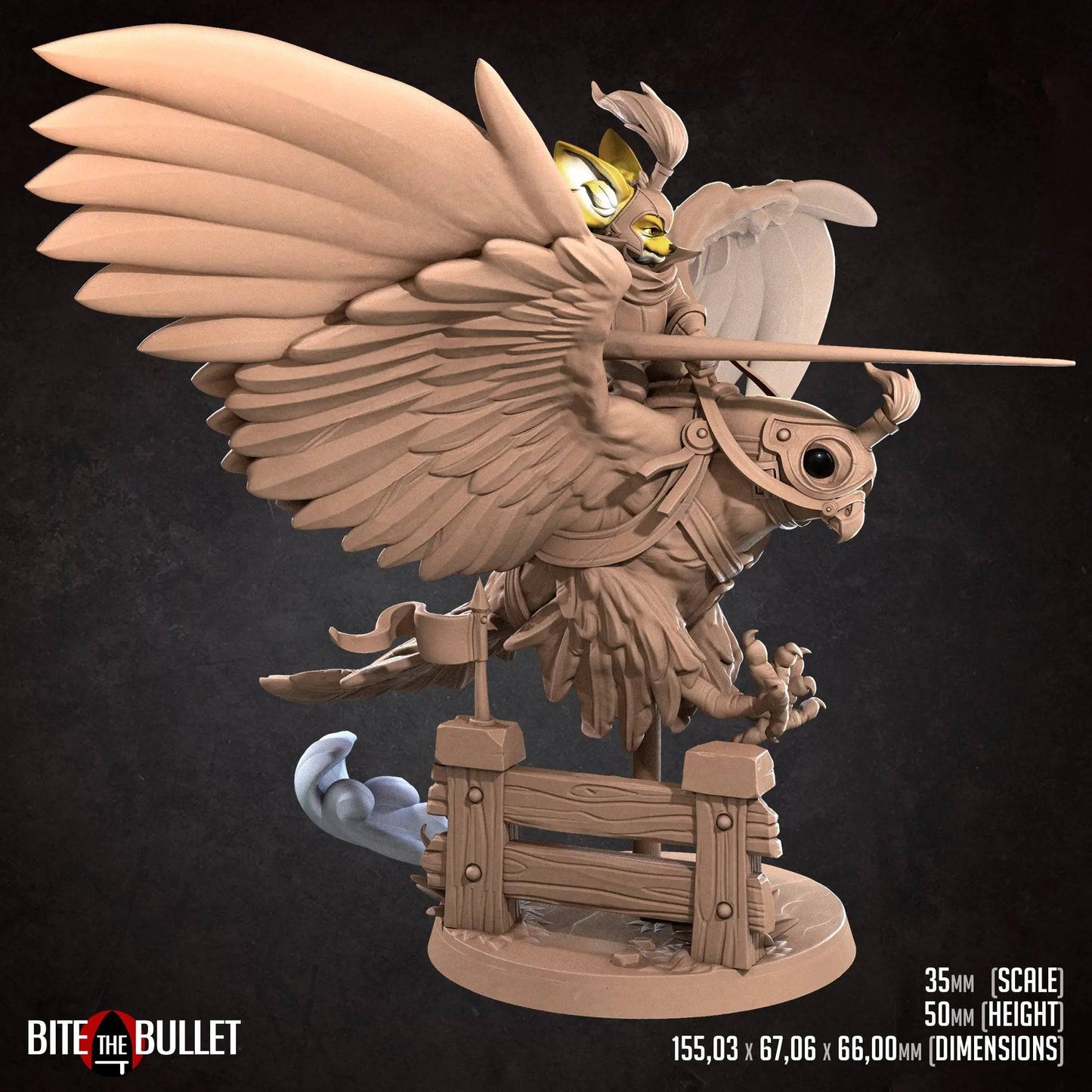 Kennet, Foxfolk Kestrel Rider | D&D Miniature TTRPG Character | Bite the Bullet - Tattles Told 3D