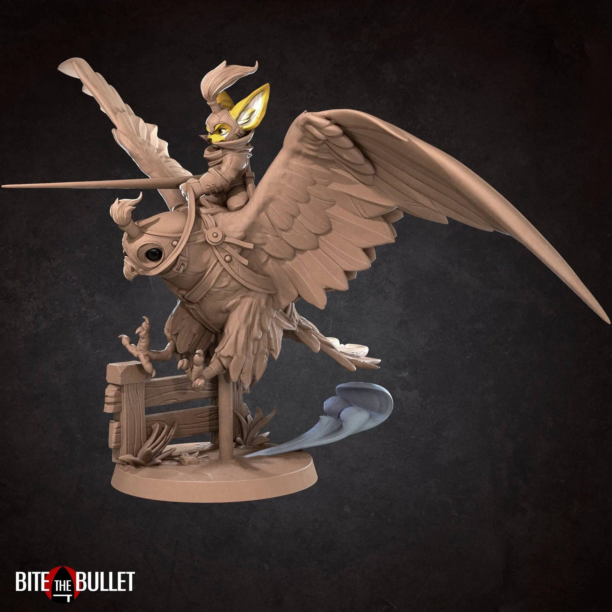 Kennet, Foxfolk Kestrel Rider | D&D Miniature TTRPG Character | Bite the Bullet - Tattles Told 3D