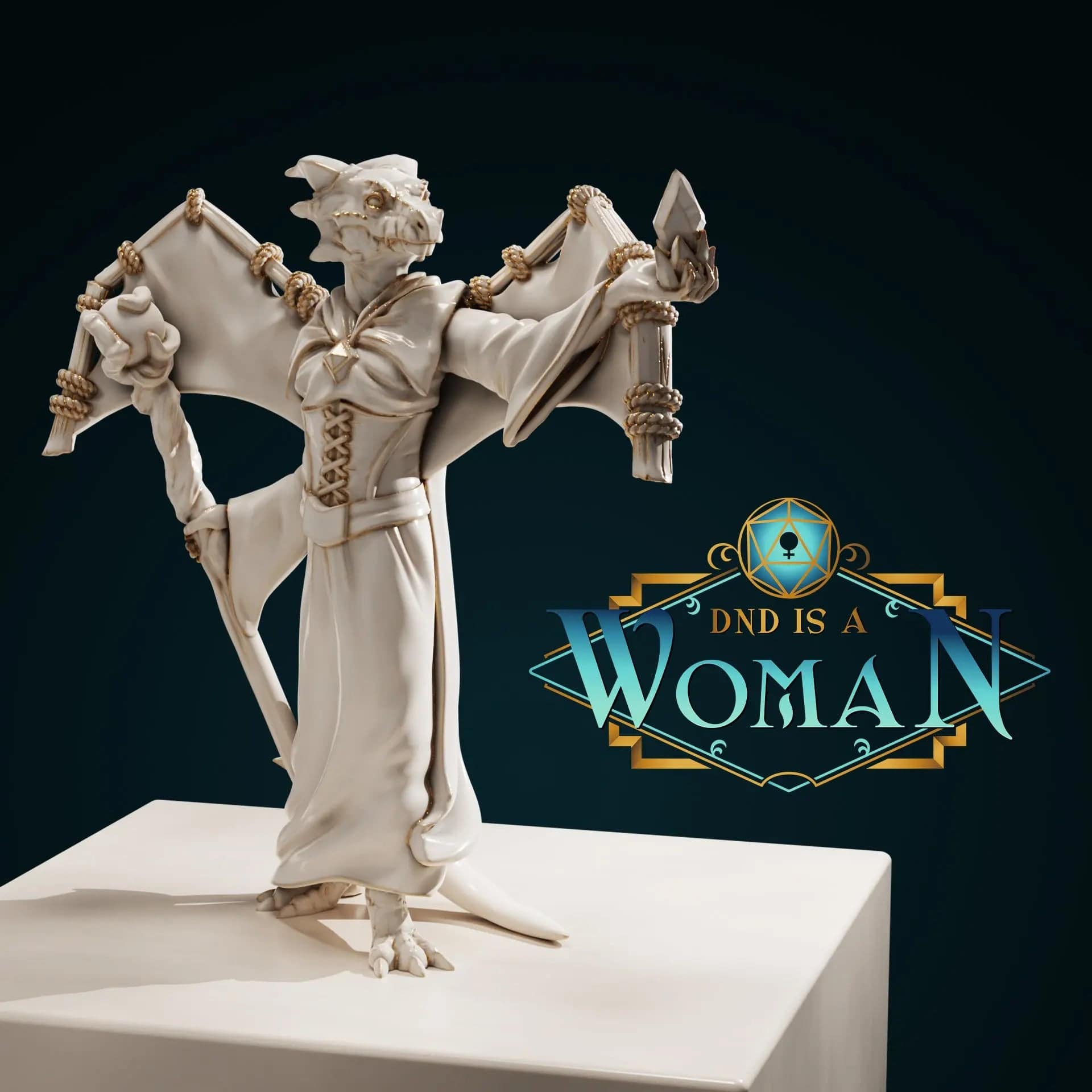 Khokkuna, Kobold Sorcerer Mage | D&D Miniature TTRPG Character | DND is a Woman - Tattles Told 3D