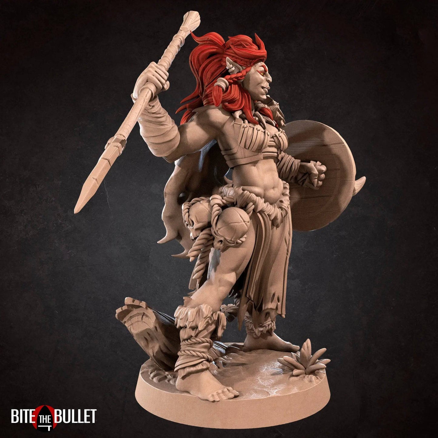 Kisha, Half-Orc Barbarian Warrior Fighter | D&D Miniature TTRPG Character | Bite the Bullet - Tattles Told 3D