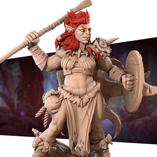 Kisha, Half-Orc Barbarian Warrior Fighter | D&D Miniature TTRPG Character | Bite the Bullet - Tattles Told 3D