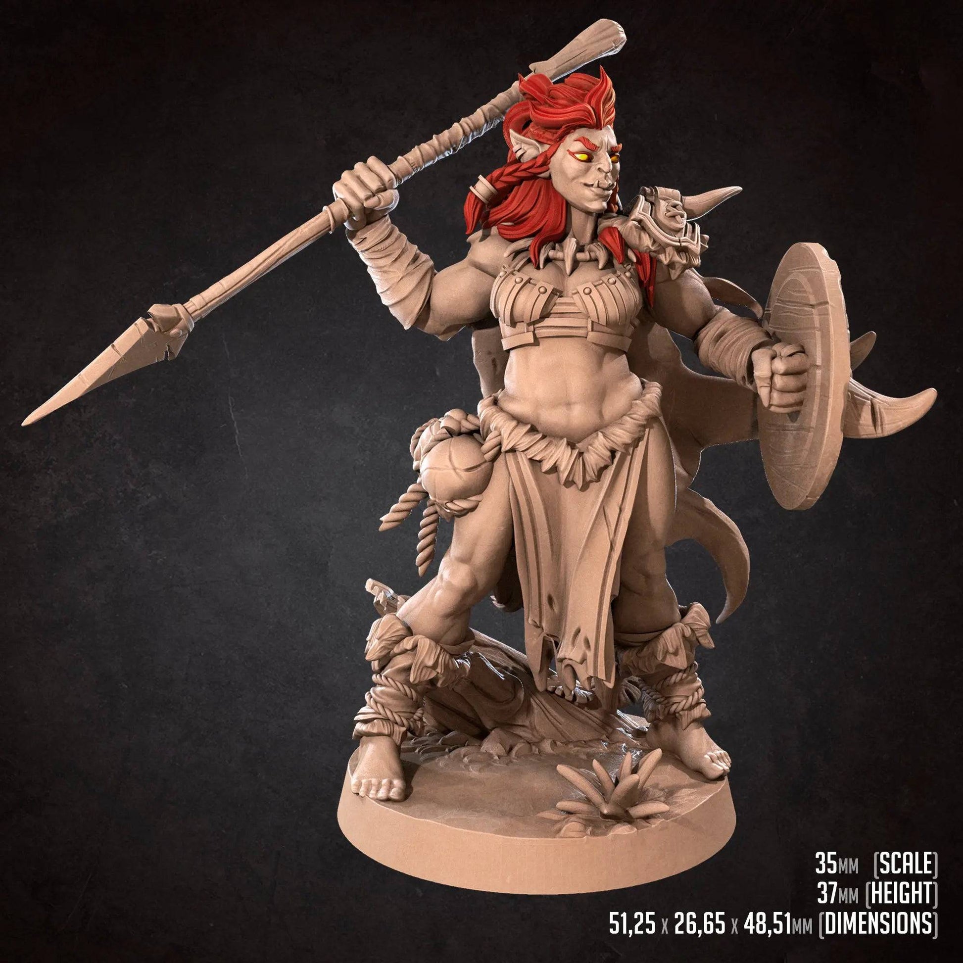 Kisha, Half-Orc Barbarian Warrior Fighter | D&D Miniature TTRPG Character | Bite the Bullet - Tattles Told 3D