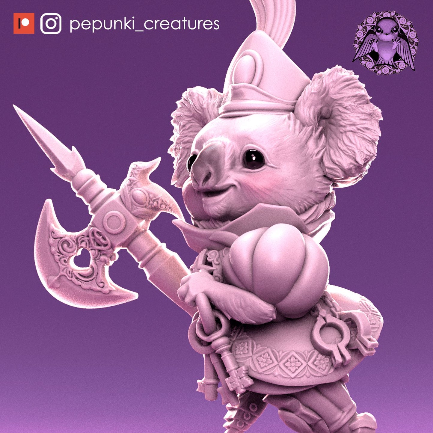 Koala City Guard Jailer | Dungeons and Dragons Tabletop Roleplaying Game Miniature | Pepunki Miniatures - Tattles Told 3D