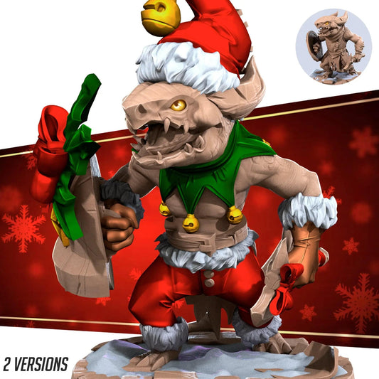 Kobold Warrior, Lizardfolk Fighter Christmas Yule Version | D&D Miniature TTRPG Character | Bite the Bullet - Tattles Told 3D