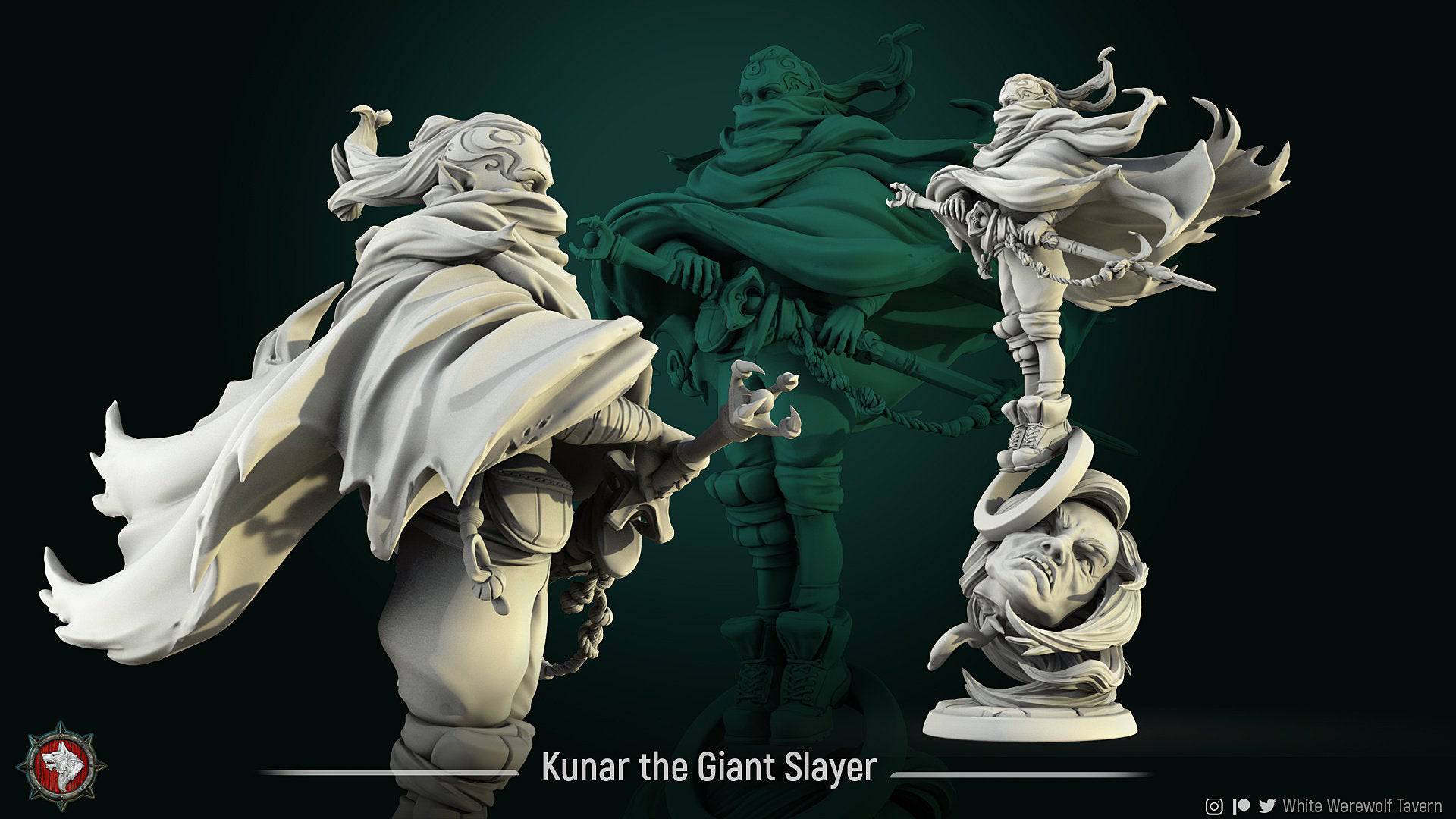 Kunar Giant Slayer | TTRPG Miniature | White Werewolf Tavern - Tattles Told 3D