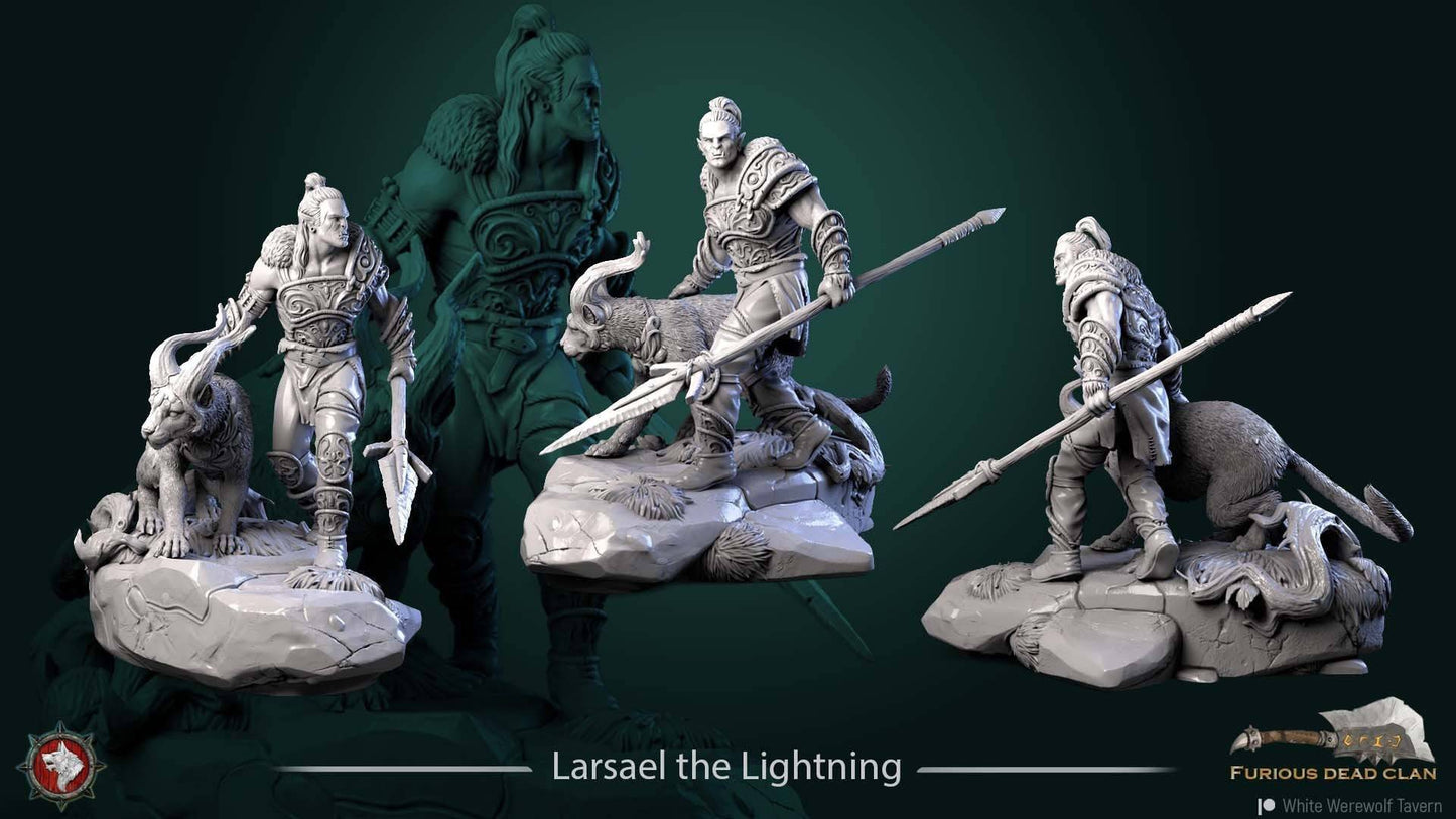 Larsael the Lightning | TTRPG Miniature | White Werewolf Tavern - Tattles Told 3D