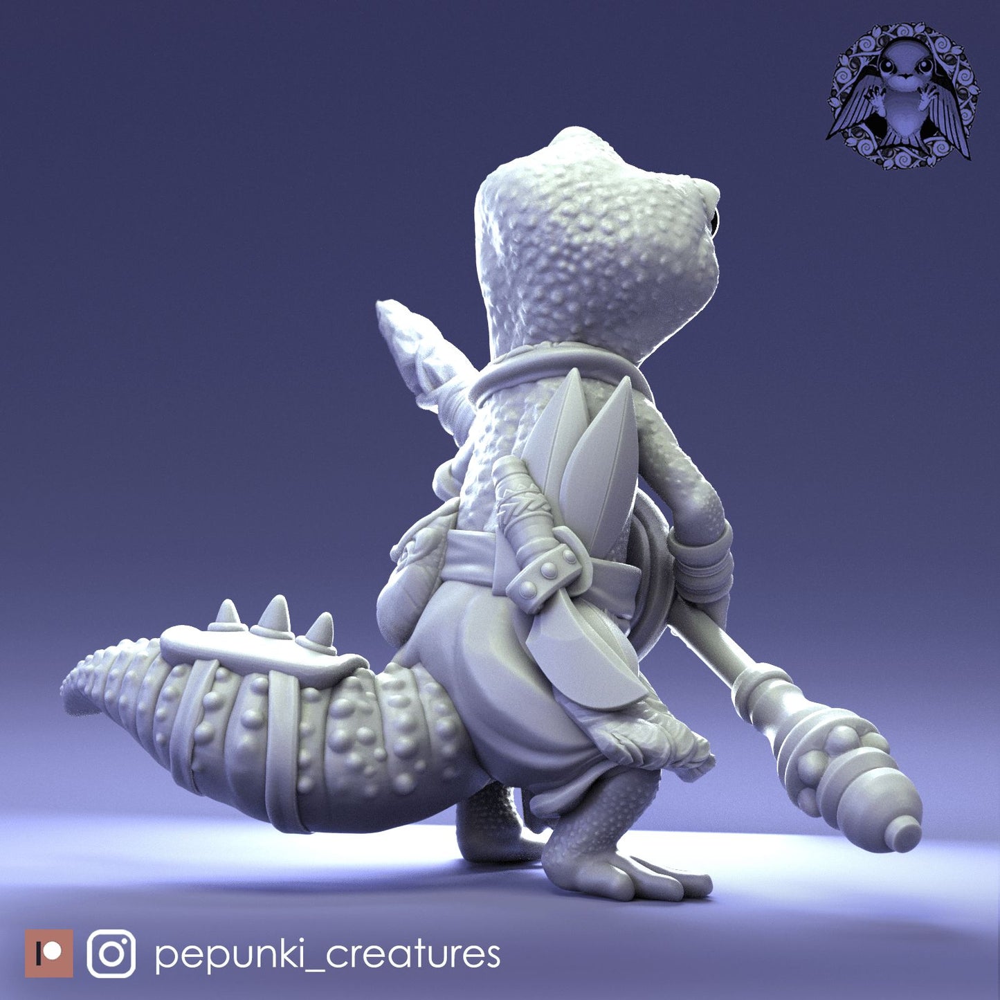 Leopard Gecko Spearman | Dungeons and Dragons Tabletop Roleplaying Game Miniature | Pepunki Miniatures - Tattles Told 3D