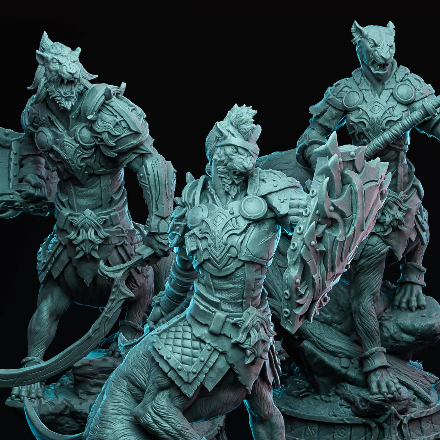 Lionhorde Lieutenants | D&D TTRPG Miniature | Witchsong Miniatures - Tattles Told 3D