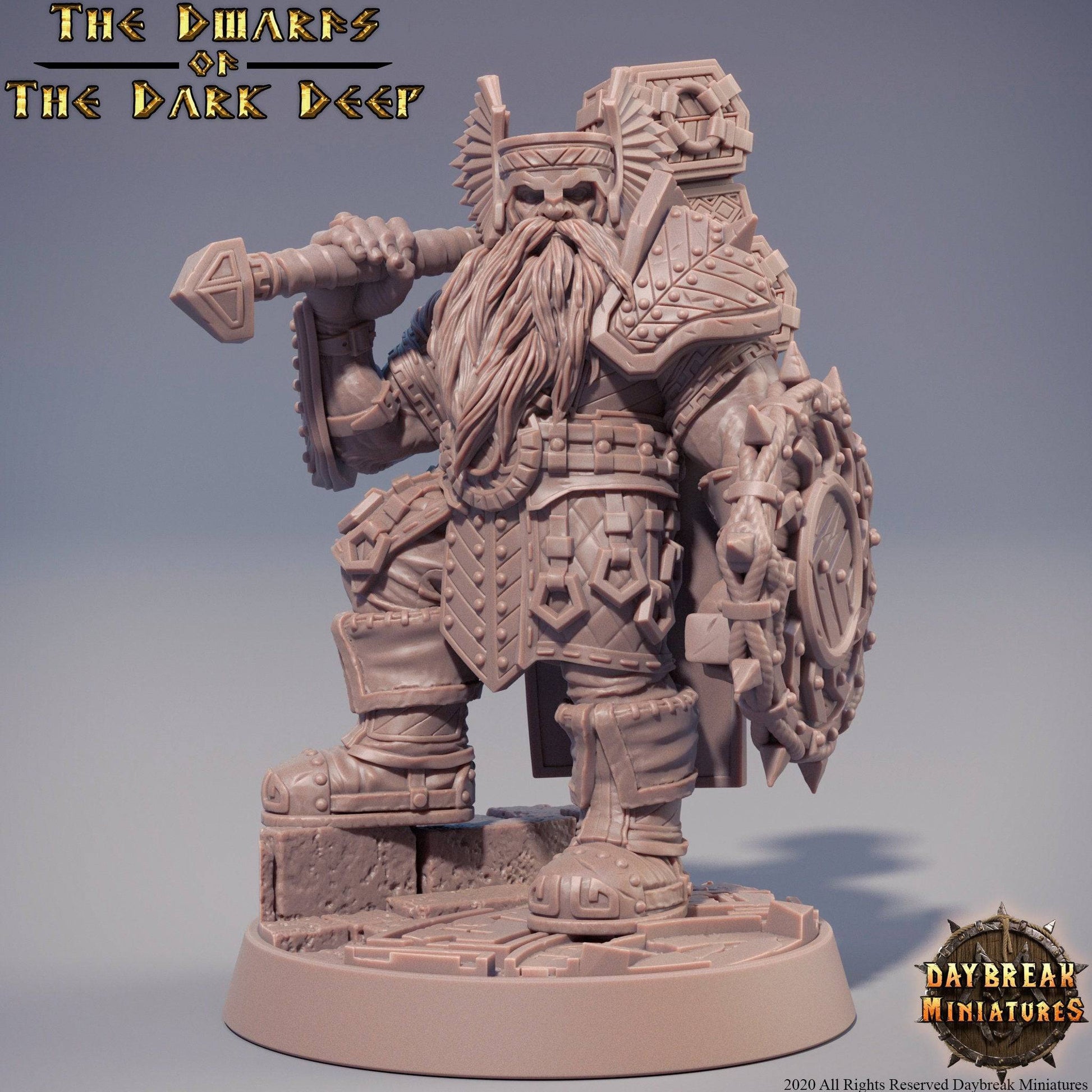 lmar Hakka, Dwarf Fighter Cleric Paladin | TTRPG Miniature | Daybreak Miniatures - Tattles Told 3D