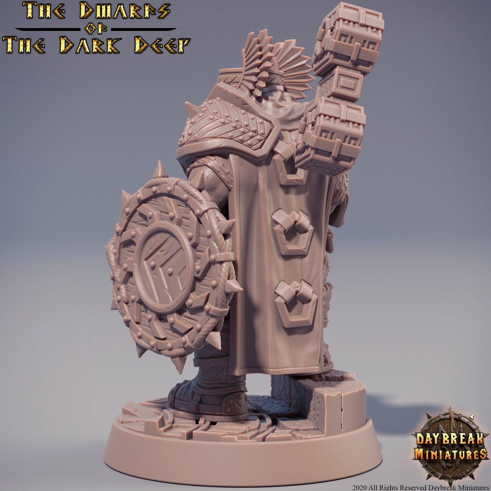 lmar Hakka, Dwarf Fighter Cleric Paladin | TTRPG Miniature | Daybreak Miniatures - Tattles Told 3D