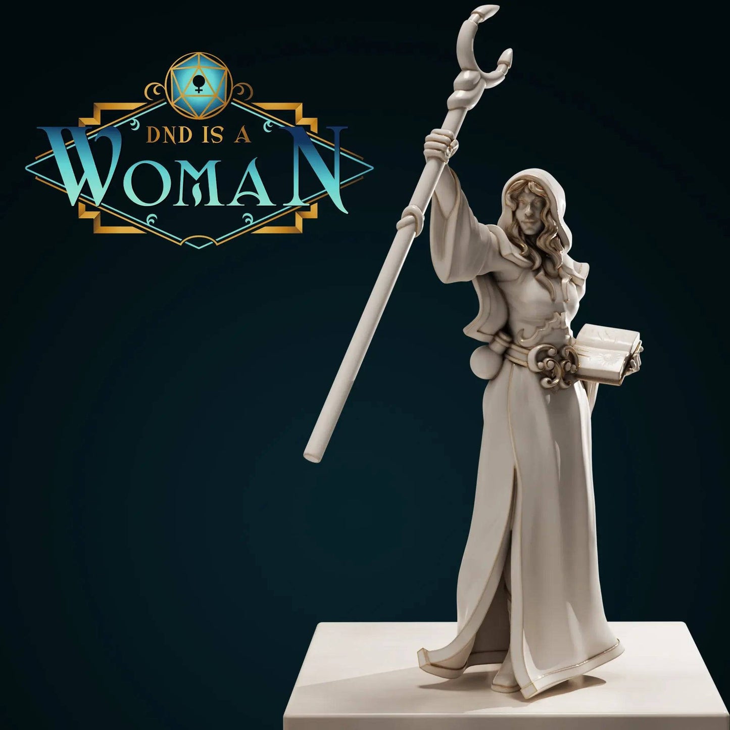 Lucasina, Drow Dark Elf Wizard | D&D Miniature TTRPG Character | DND is a Woman - Tattles Told 3D